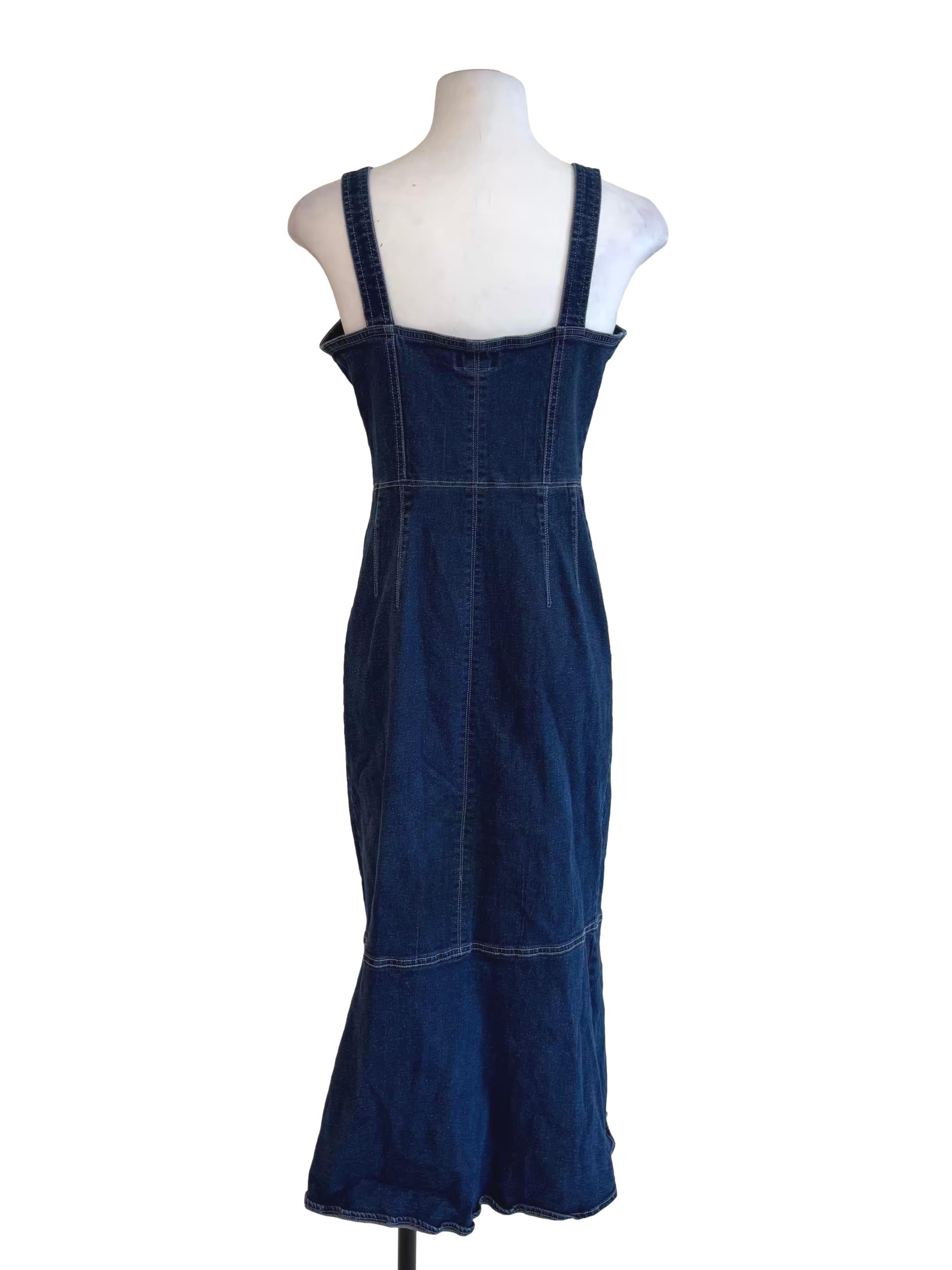 Denim Blue Dropwaist Button Dress