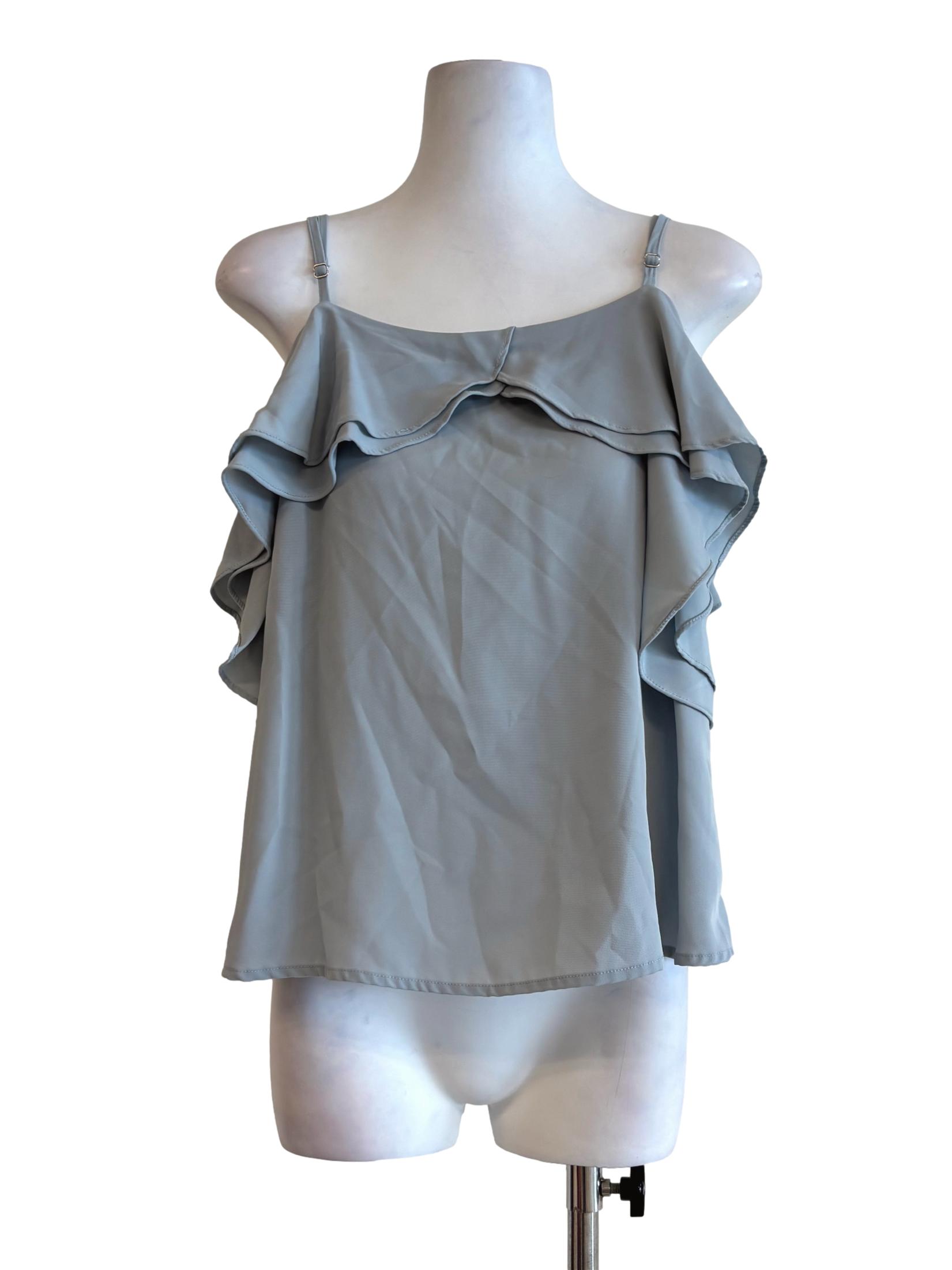 Sky Blue Spaghetti Strap Ruffle Top