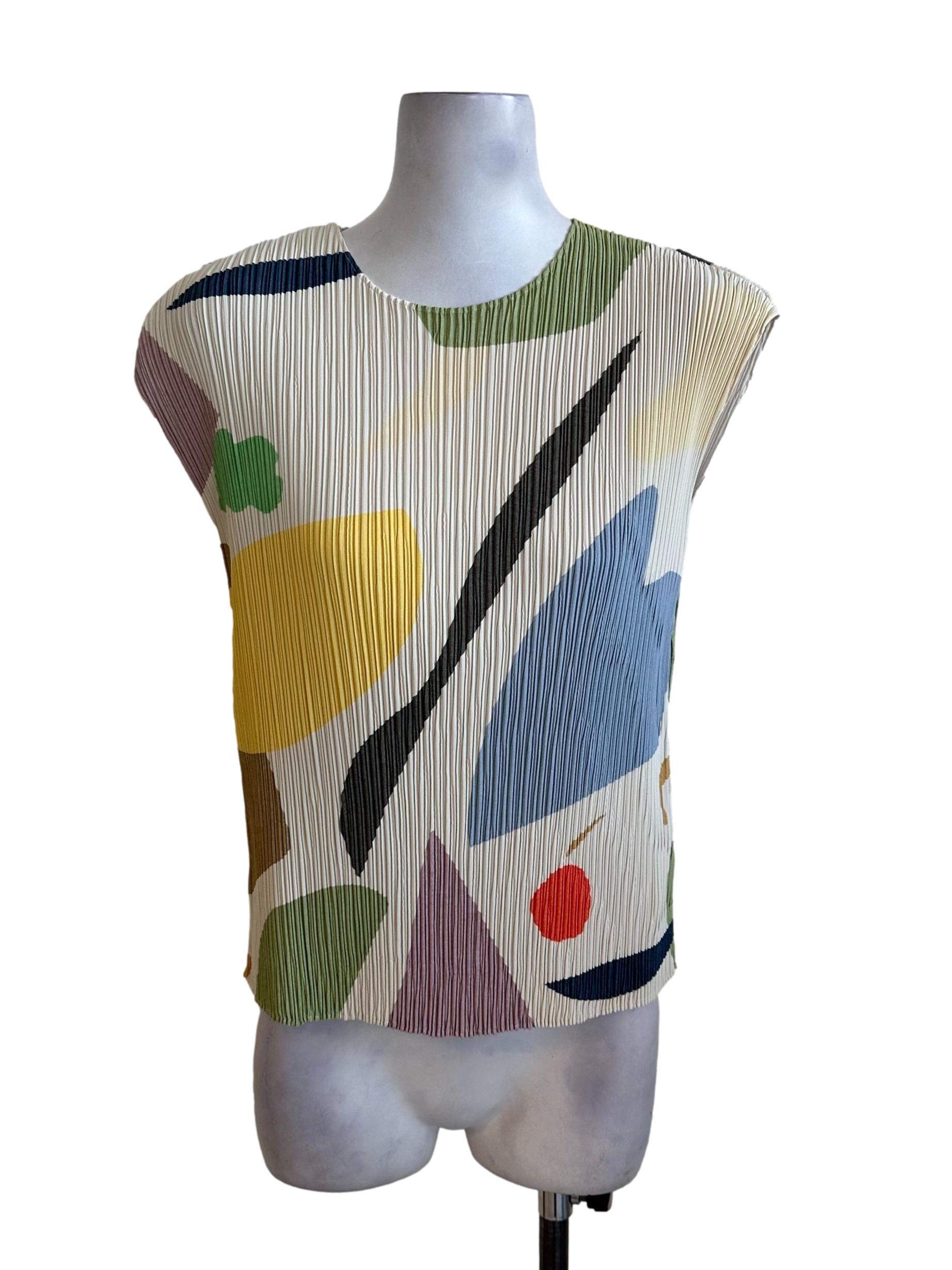 Cream Beige Pattern Pleated Top OSN