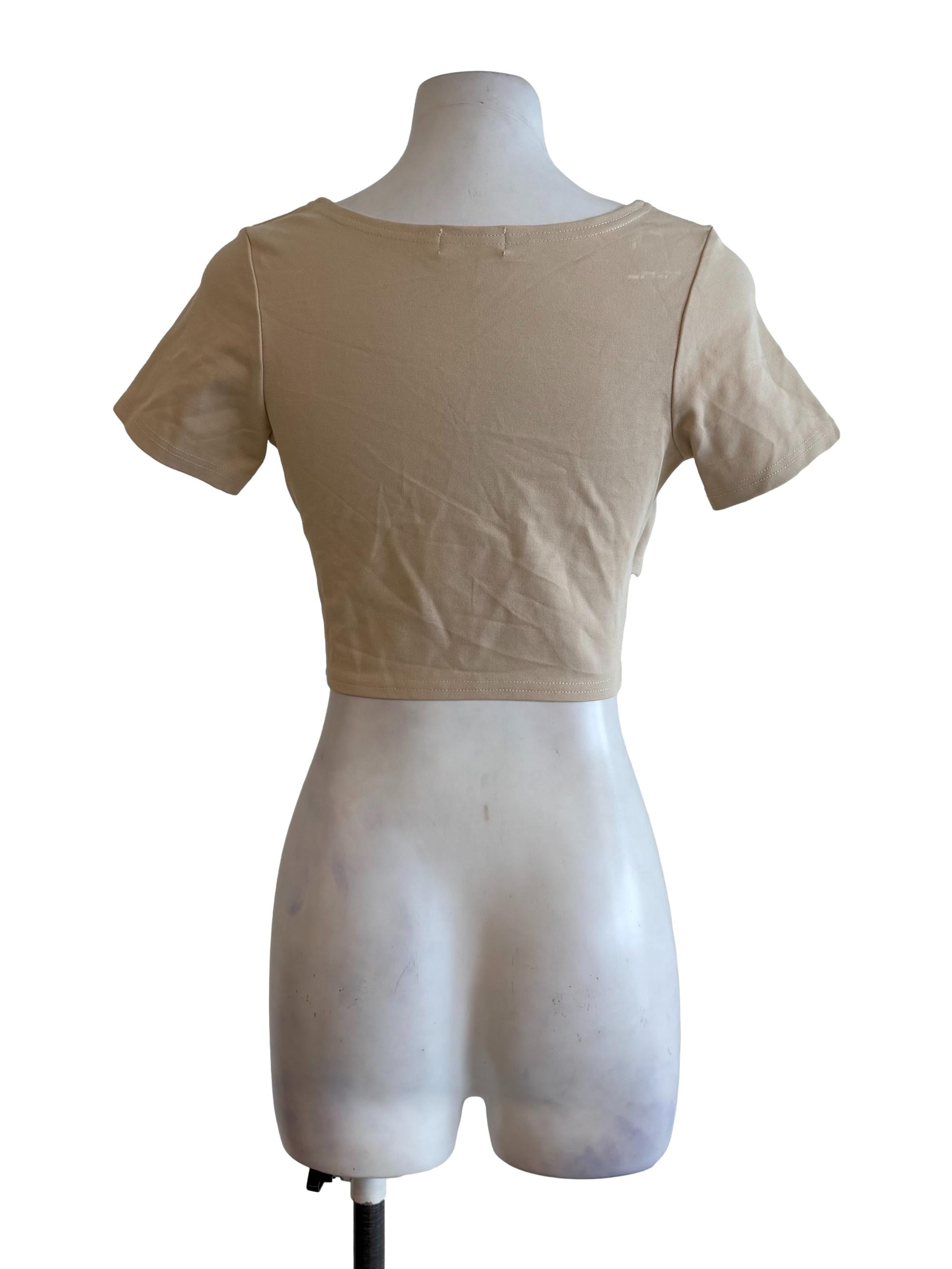 Warm Beige Crossed Top