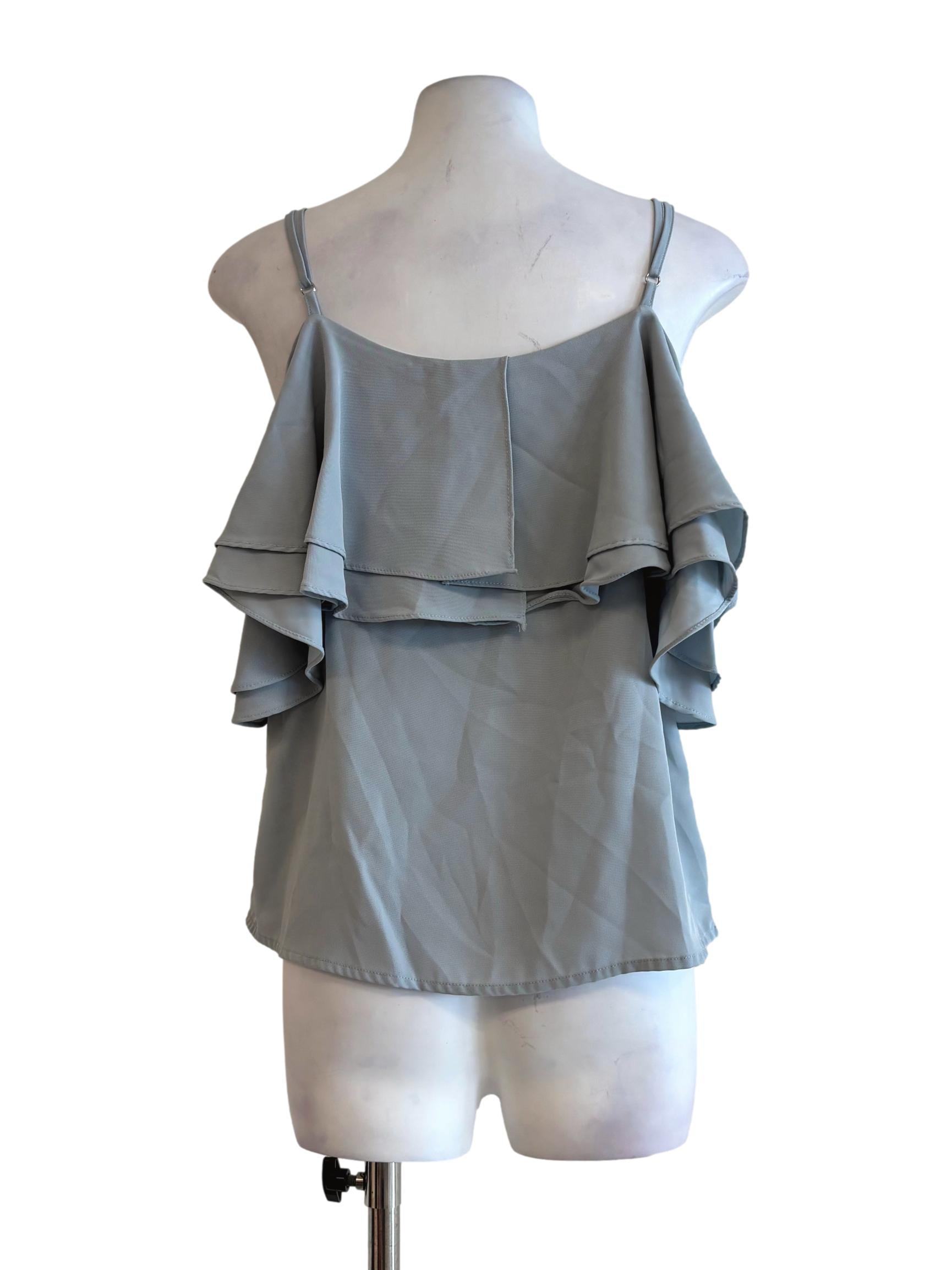 Sky Blue Spaghetti Strap Ruffle Top
