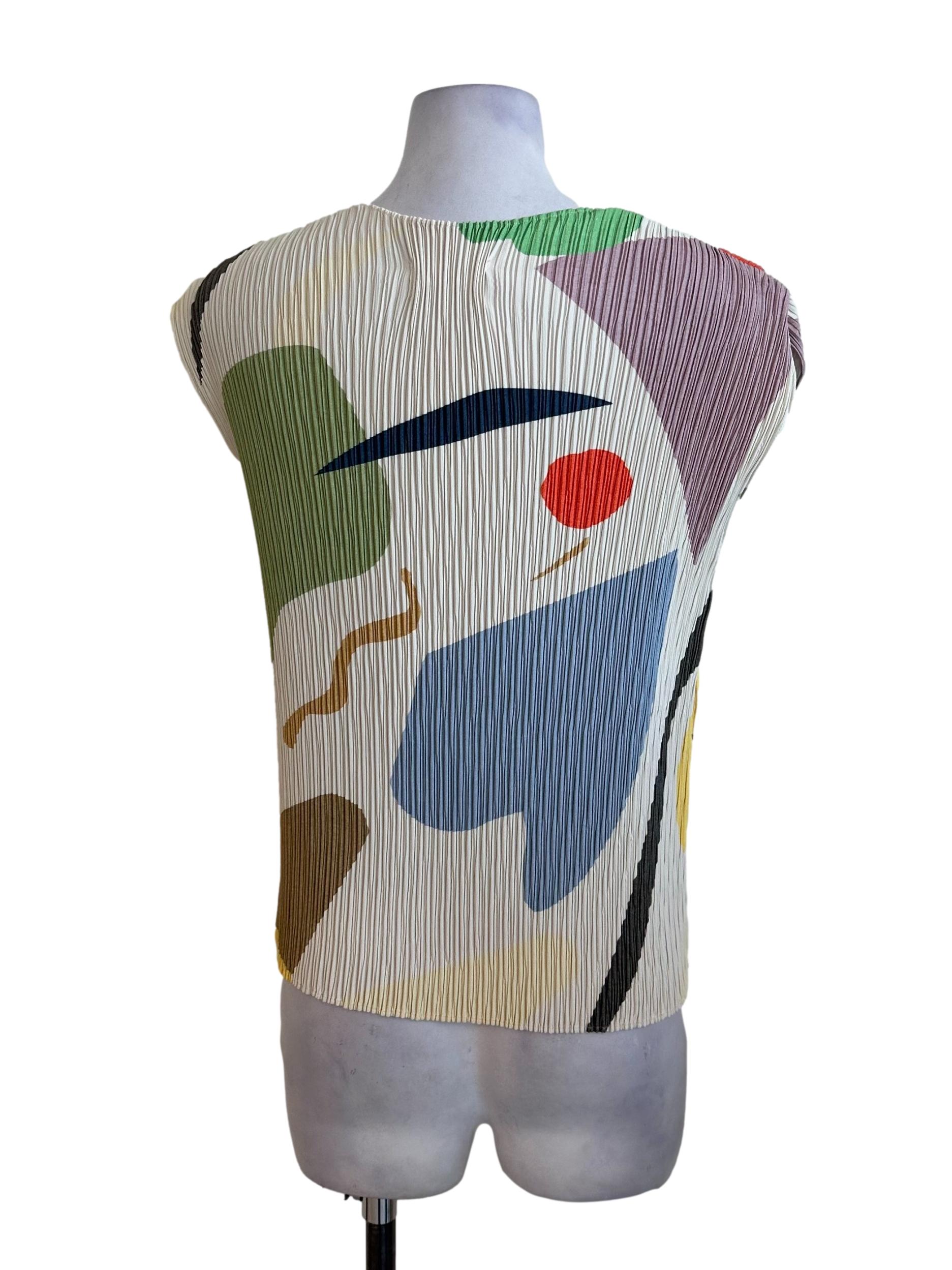 Cream Beige Pattern Pleated Top OSN