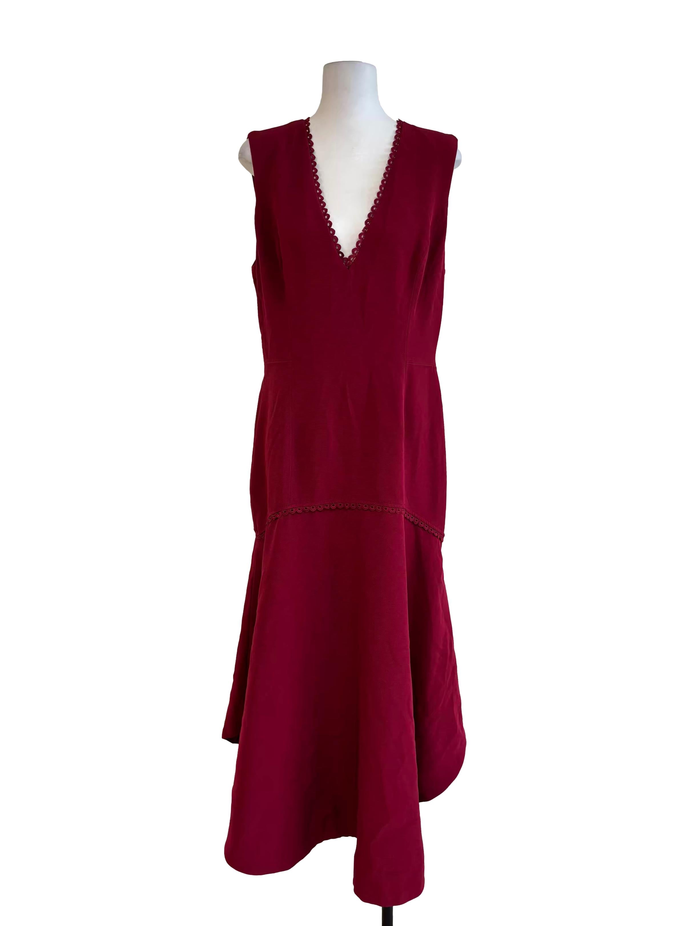 Scarlet Red Flare Plunged Neck Dress