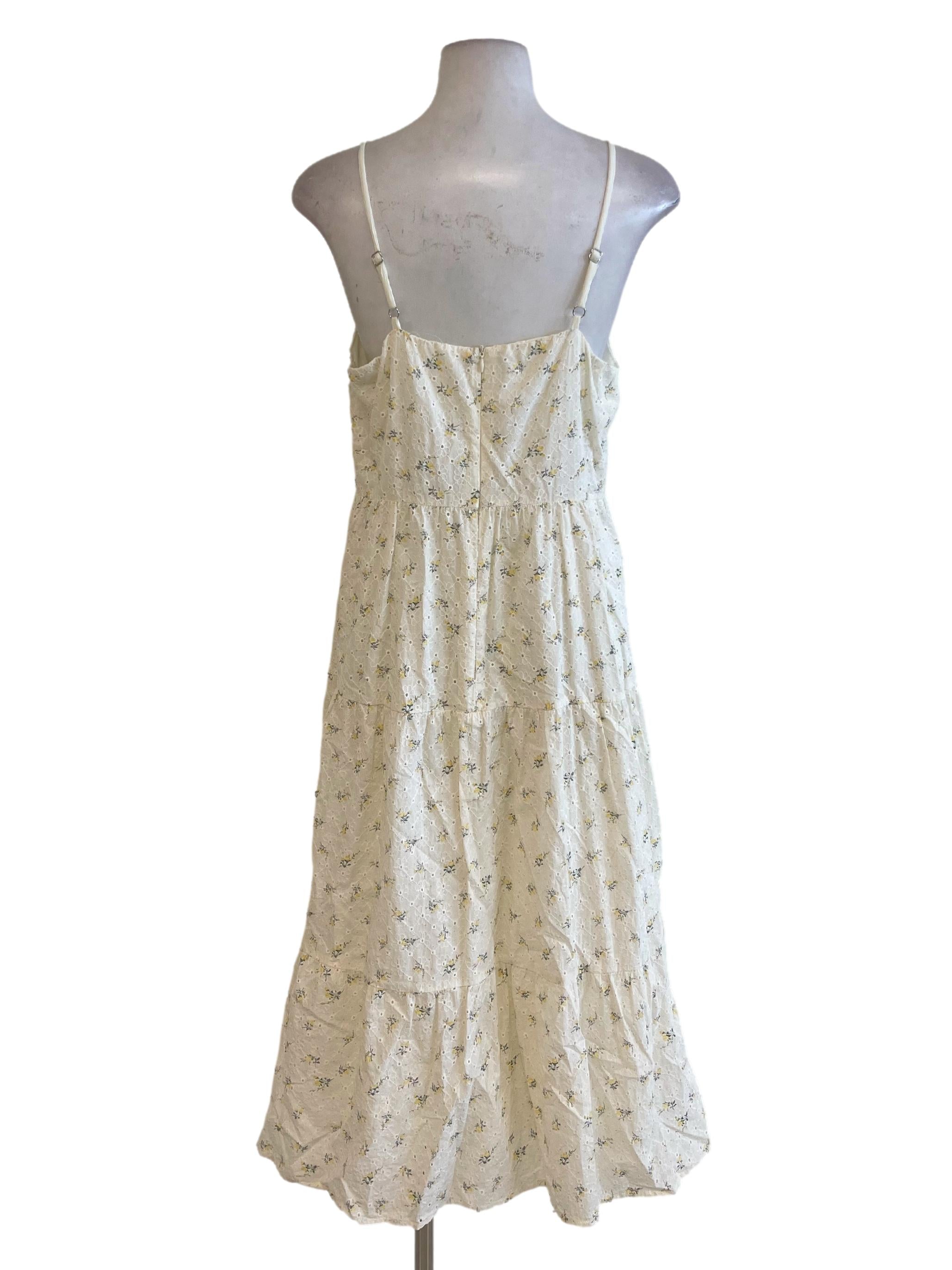 Yellow Banana Floral Eyelet Crochet Gypsy Dress