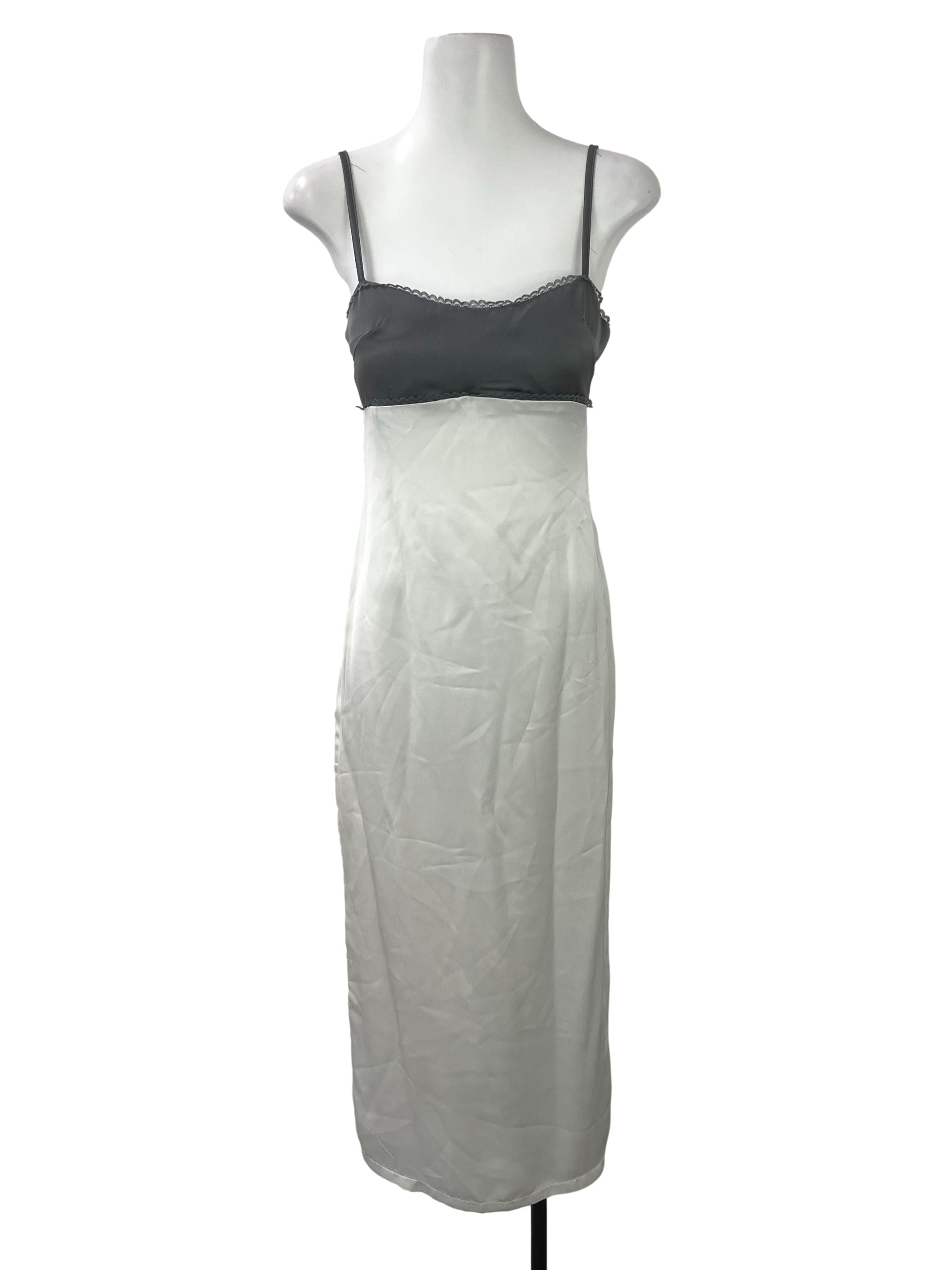 Grey White Satin Dress