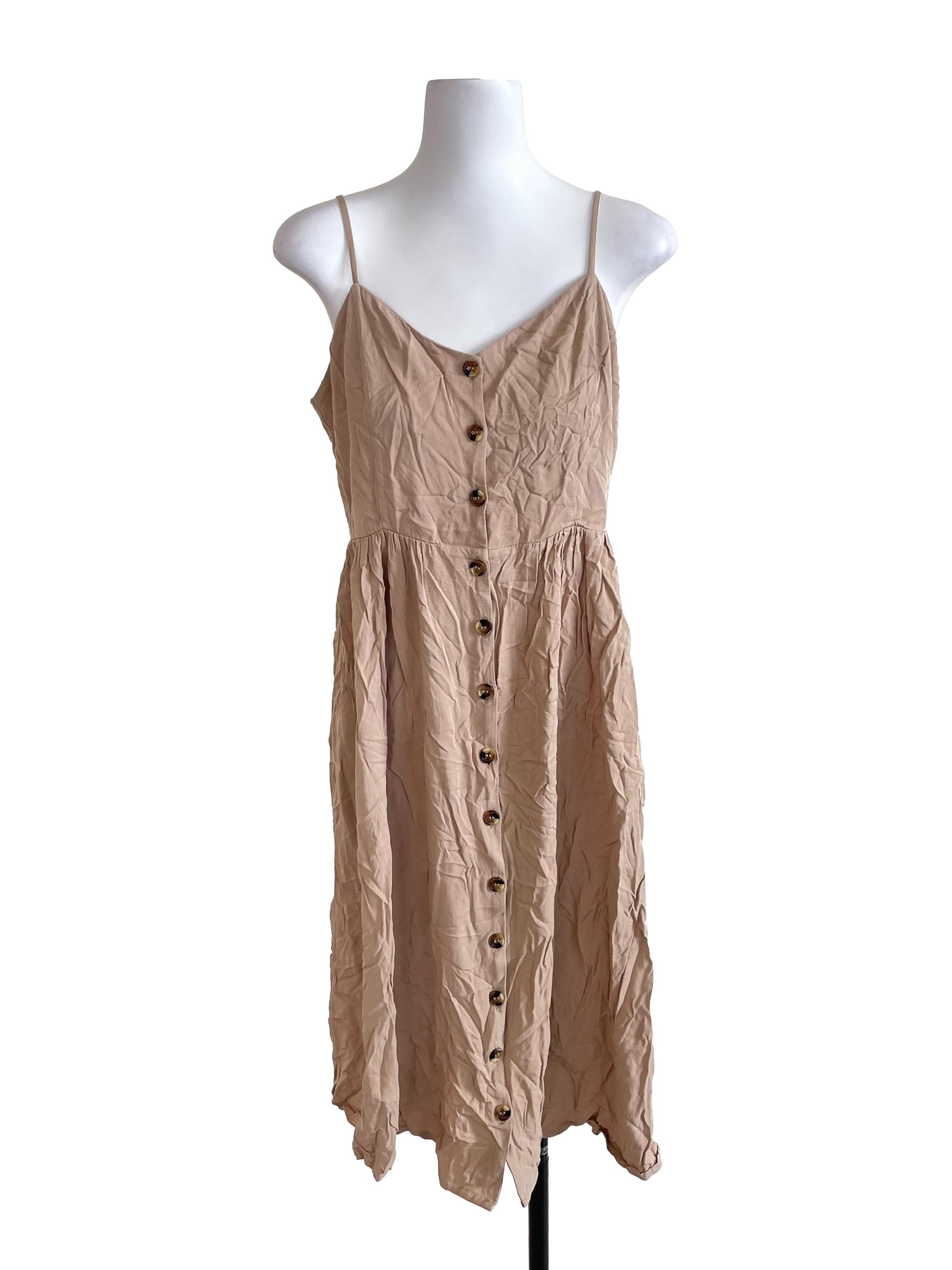 Khaki Button Cami Dress