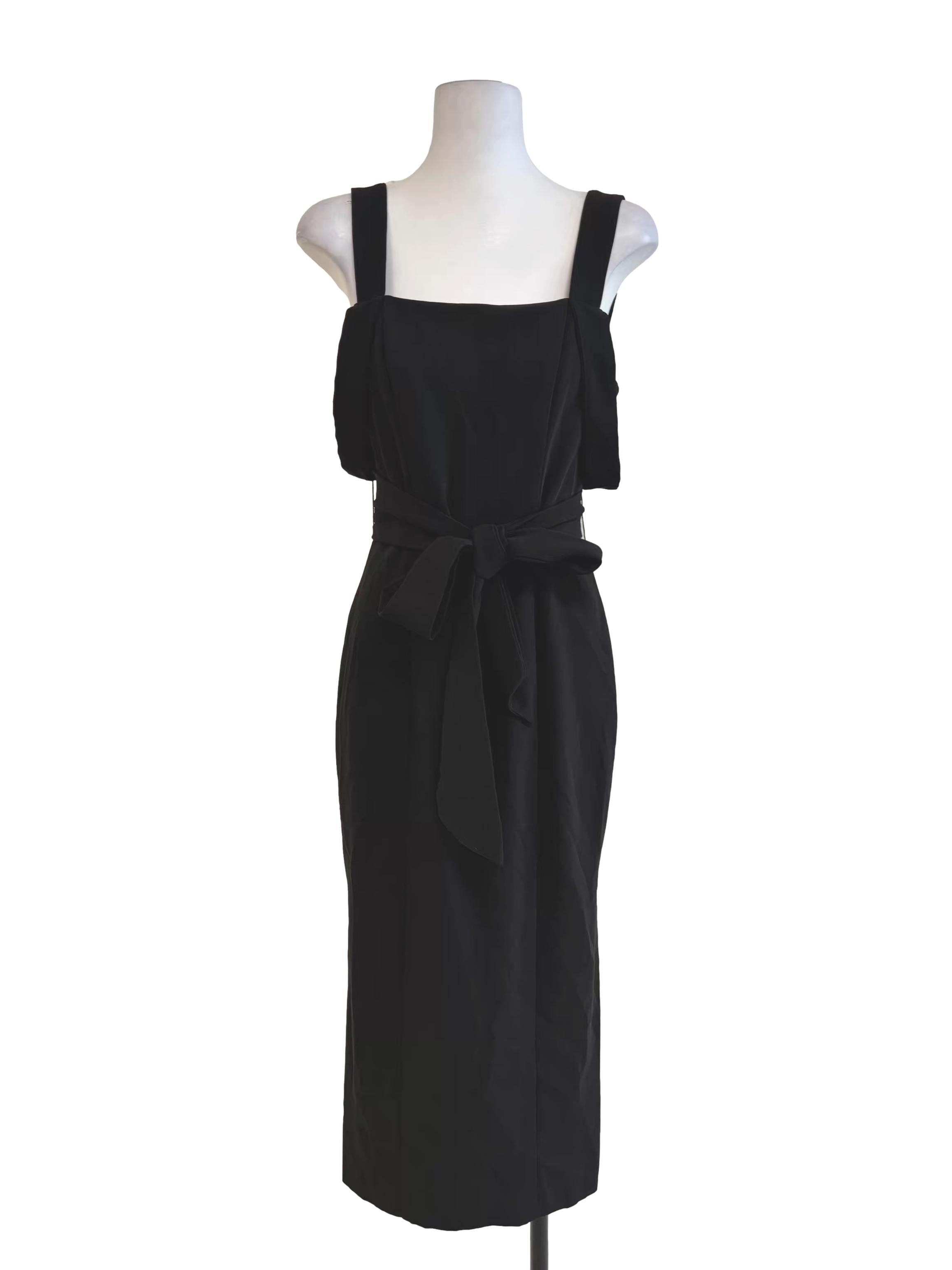 Rich Black Apron Neck Sheath Dress
