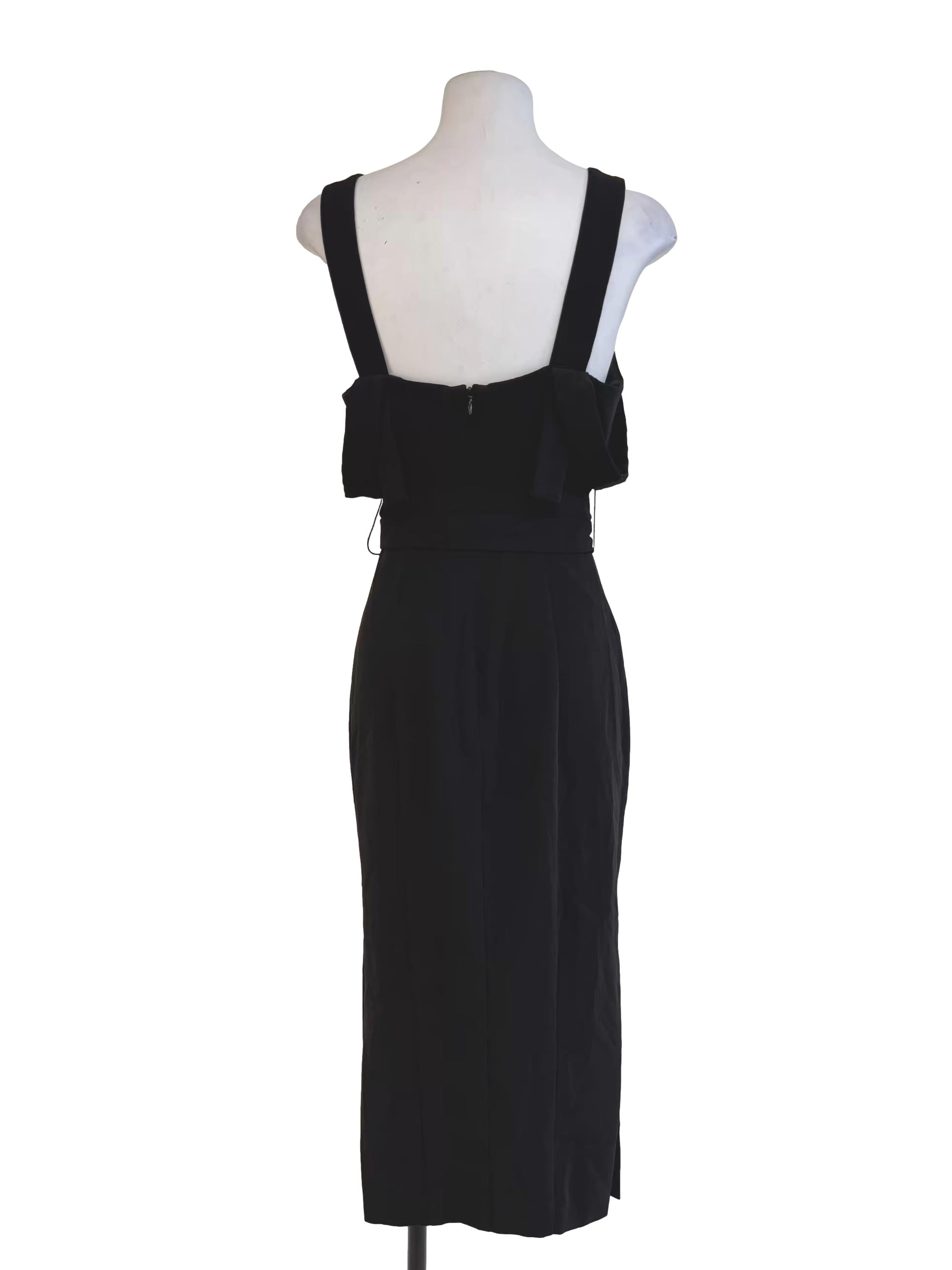 Rich Black Apron Neck Sheath Dress