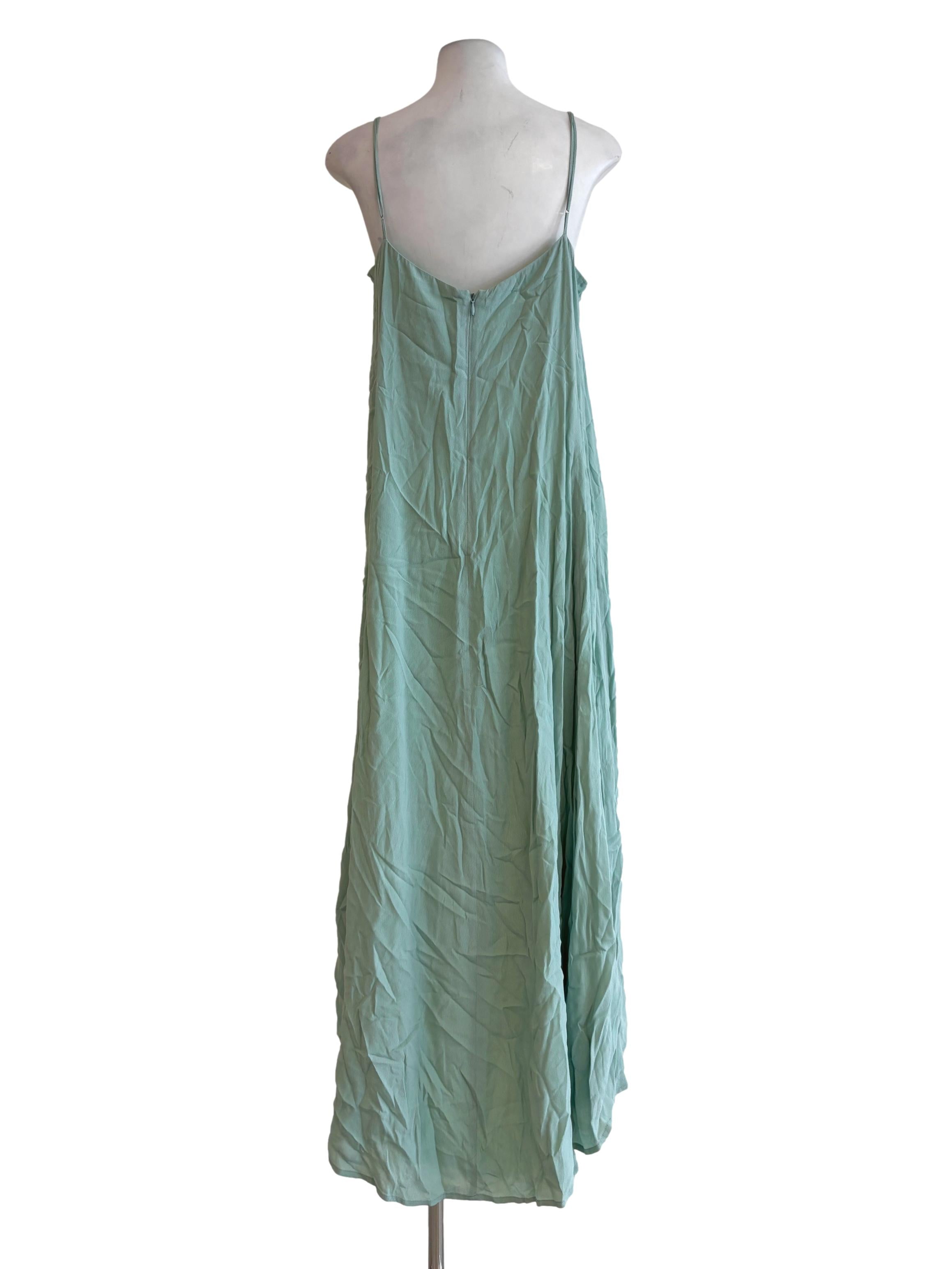 Spring Green Spaghetti Strap Straight Cotton Dress