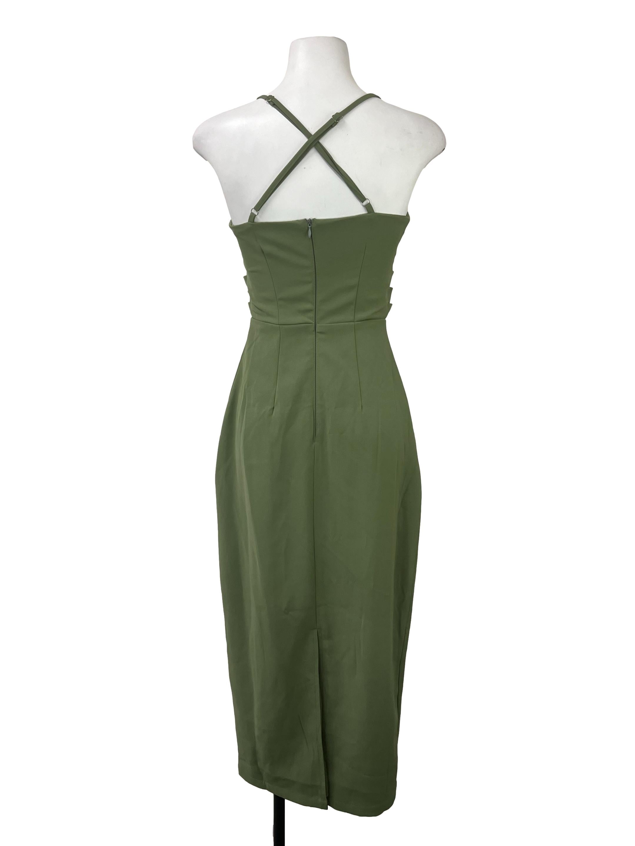 Olive Green Pleated Dress