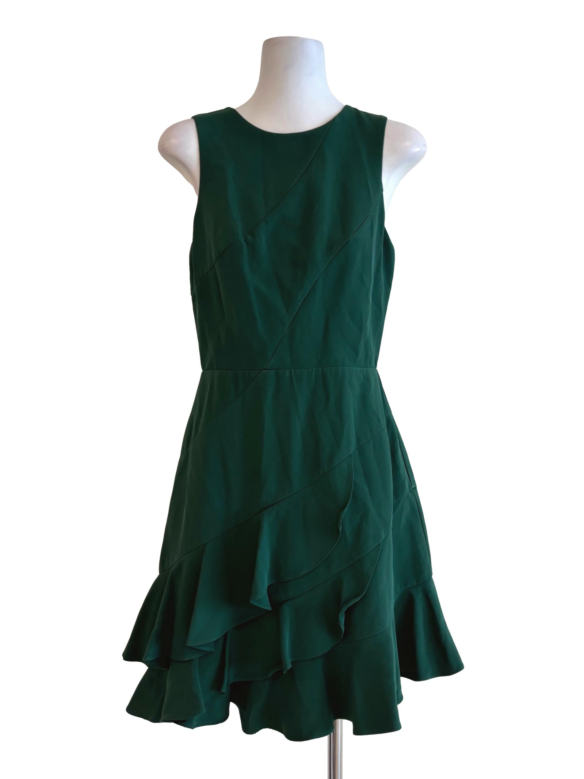 Emerald Green Sleeveless Layered A-Line Dress