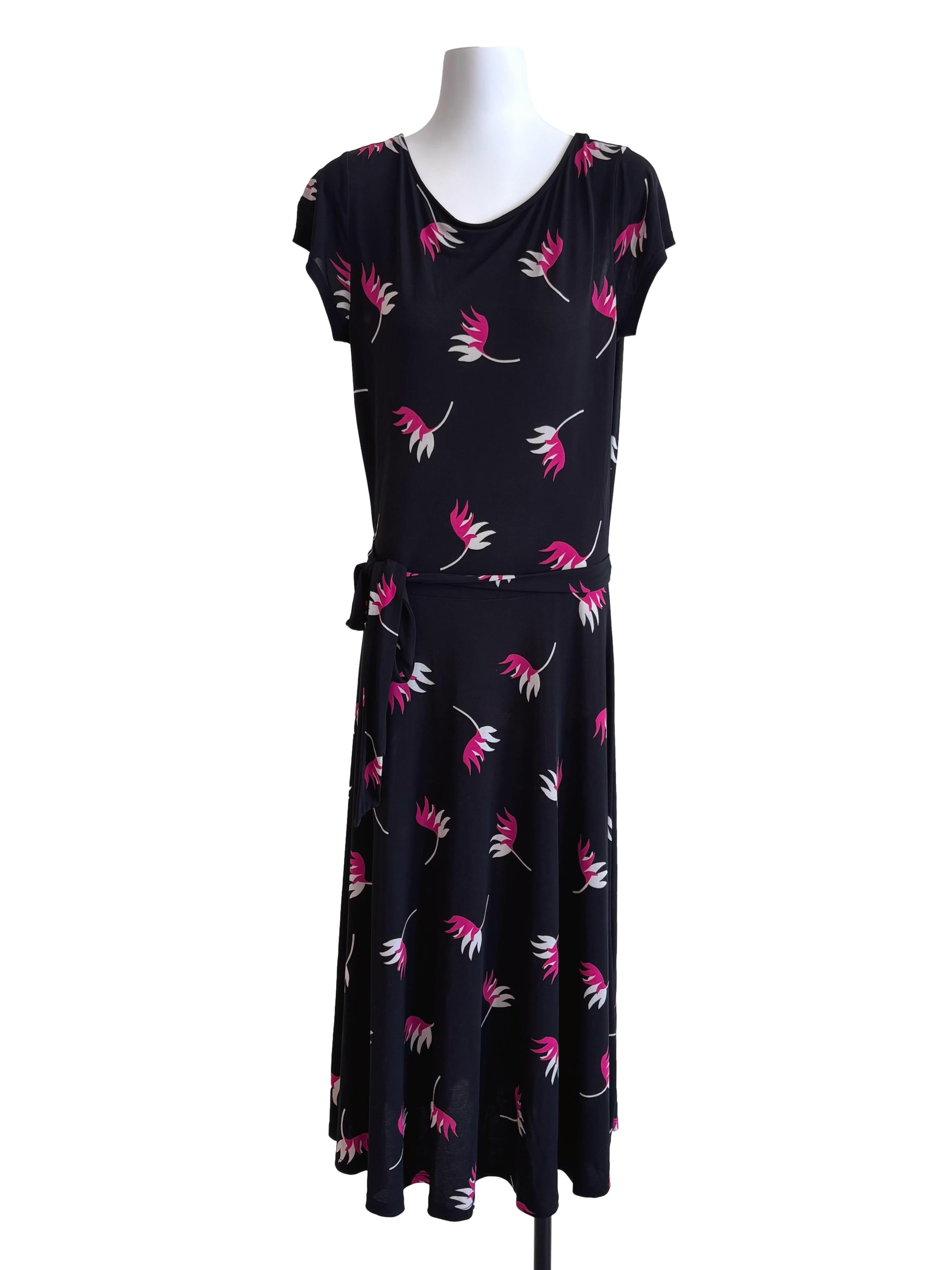 Black Flower Print Cap Sleeve Dress Csn