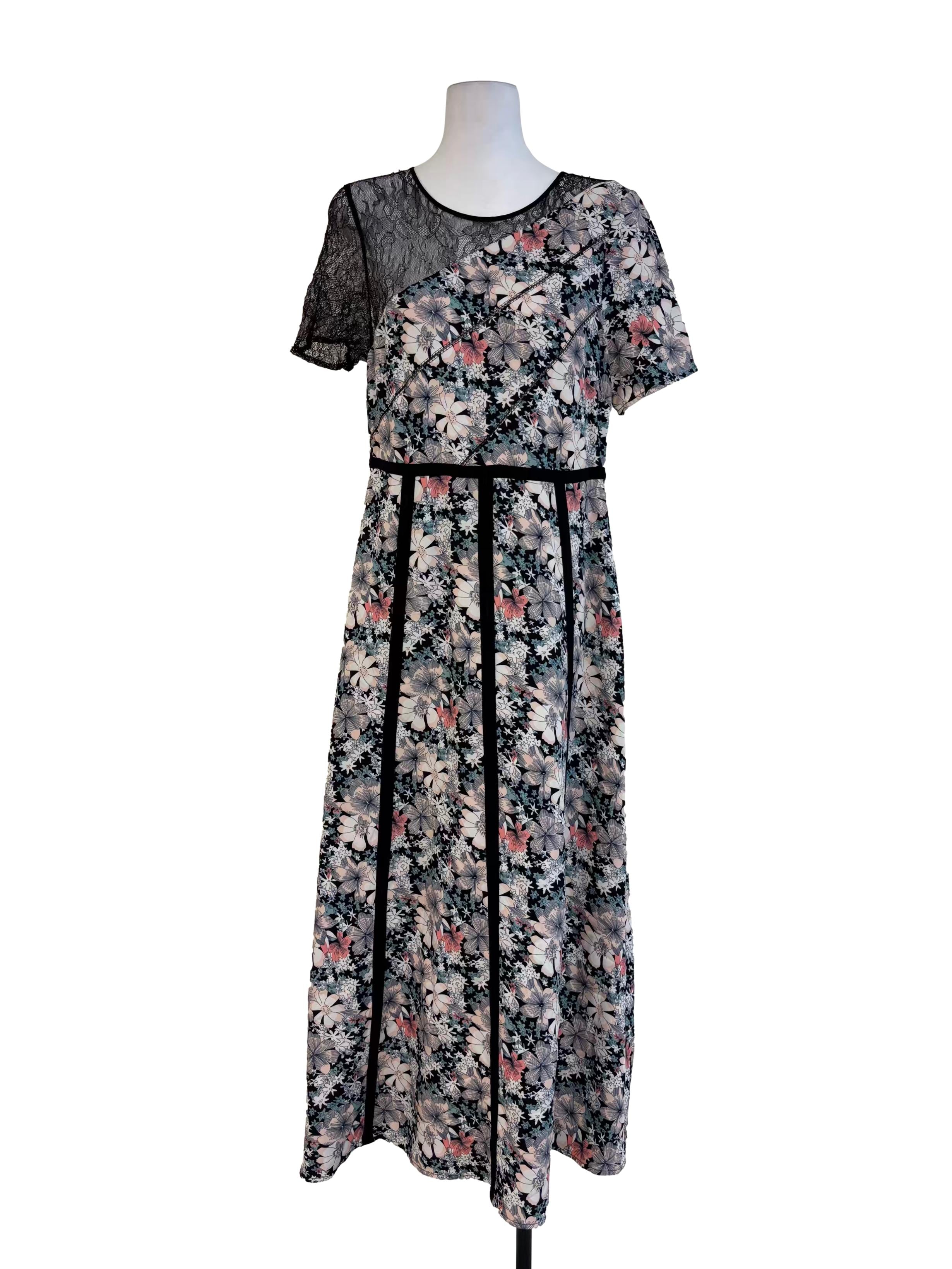 Powder White Floral A-Line Dress