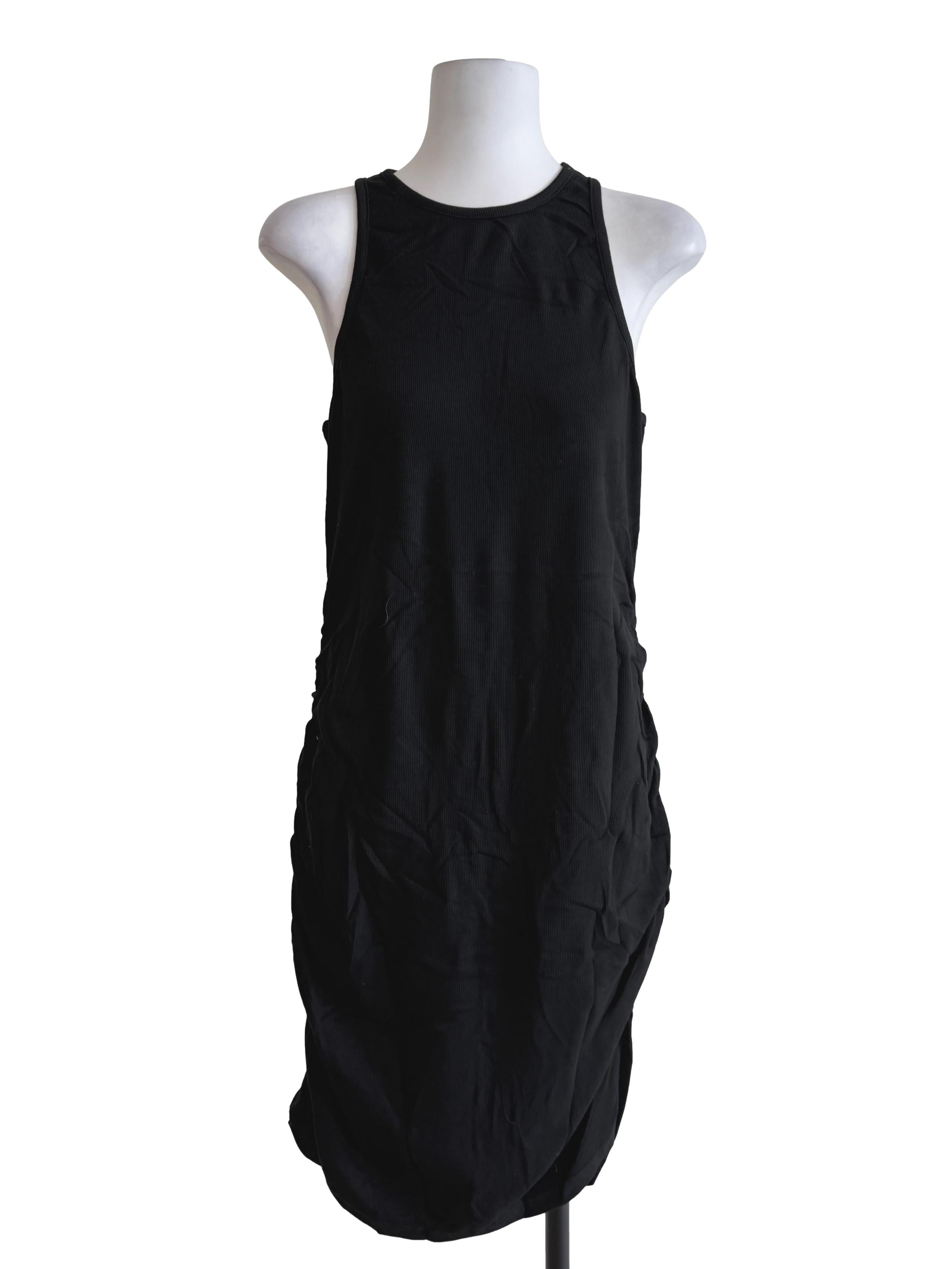 Black Aerin Asymmetrical Ruch Side Dress