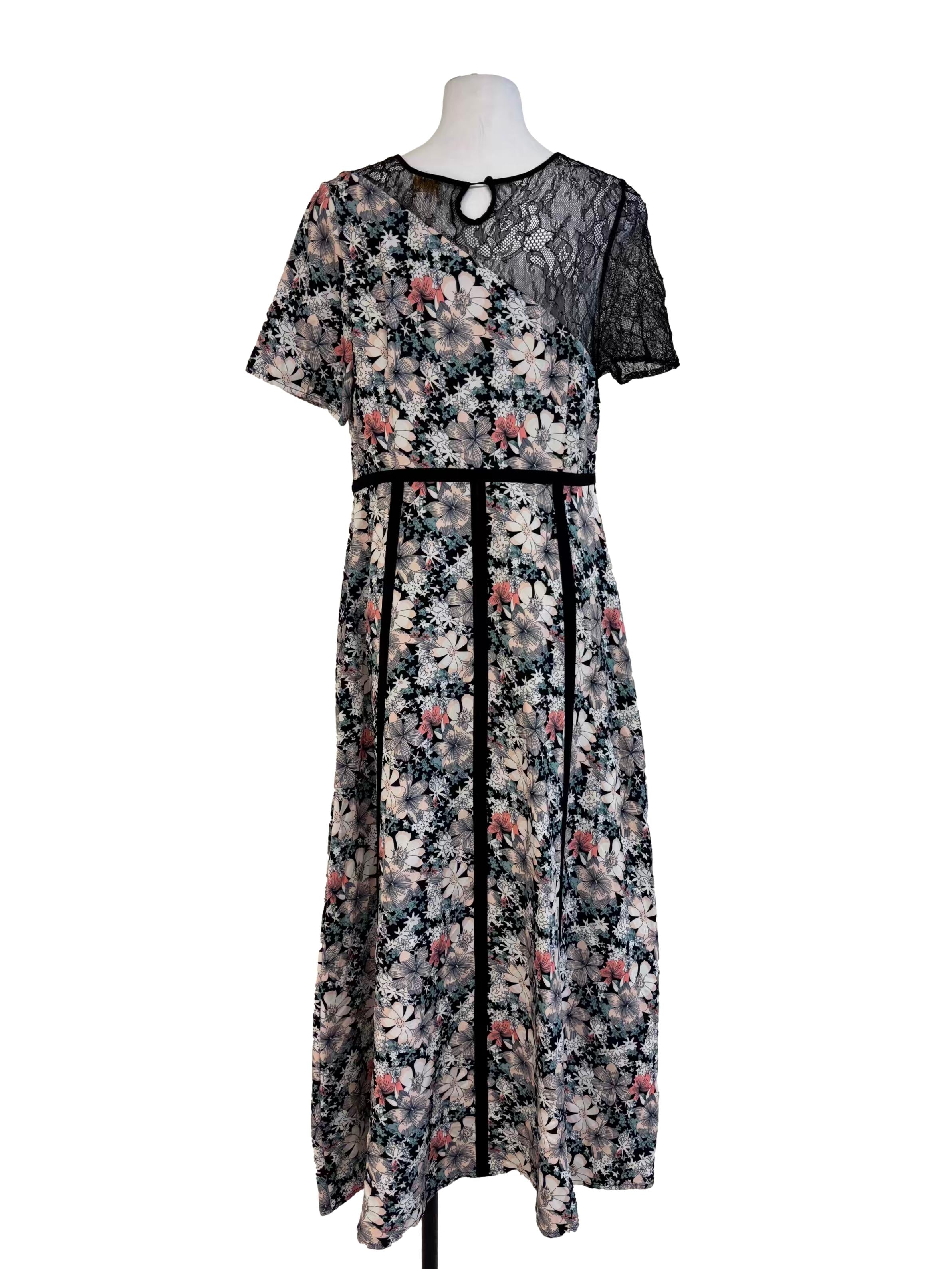 Powder White Floral A-Line Dress