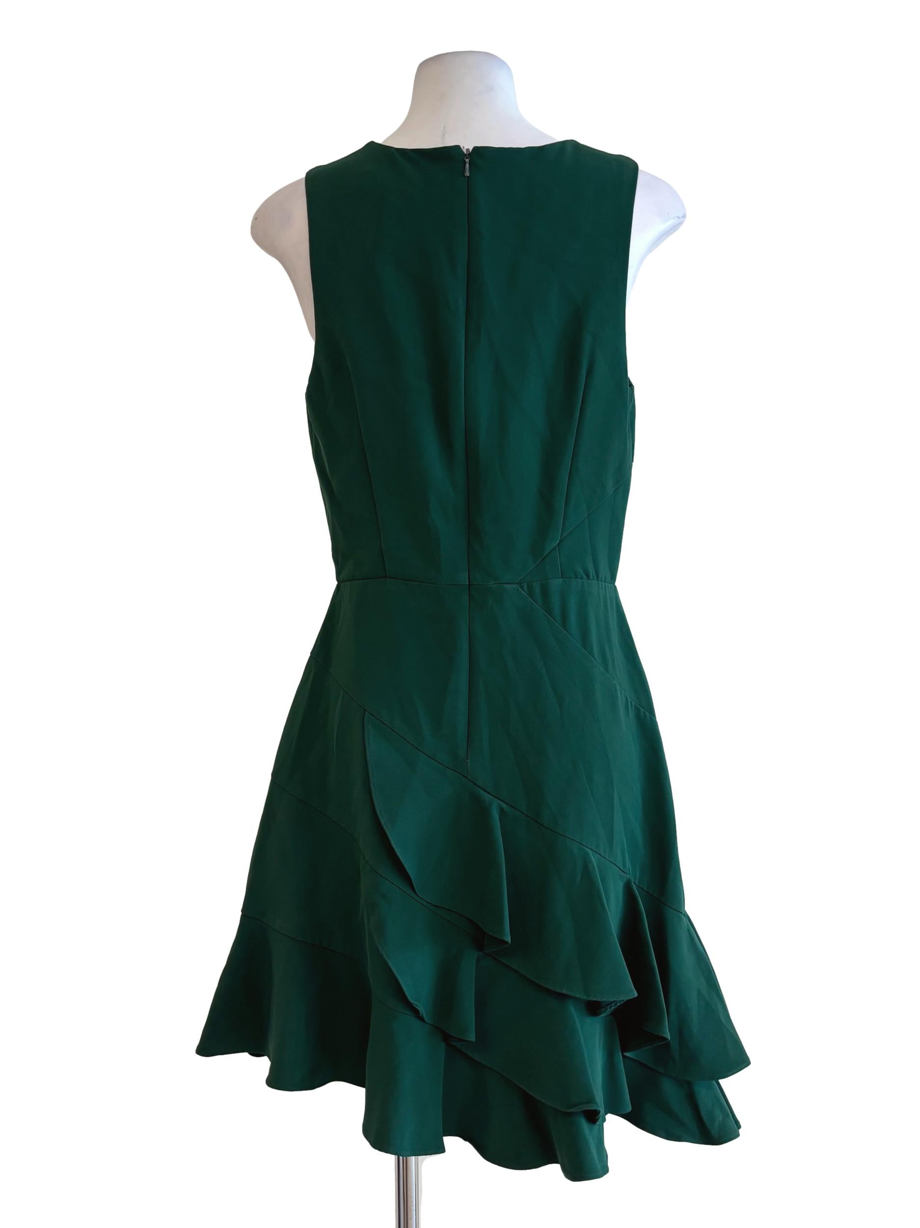 Emerald Green Sleeveless Layered A-Line Dress