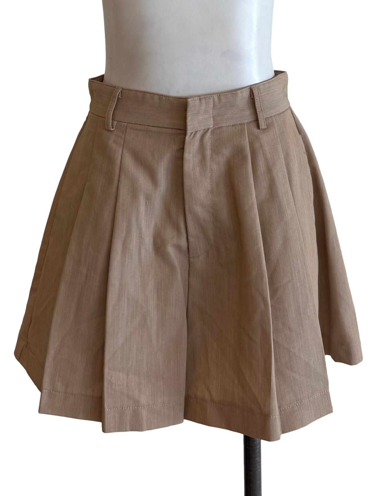 Khaki Pleated Shorts
