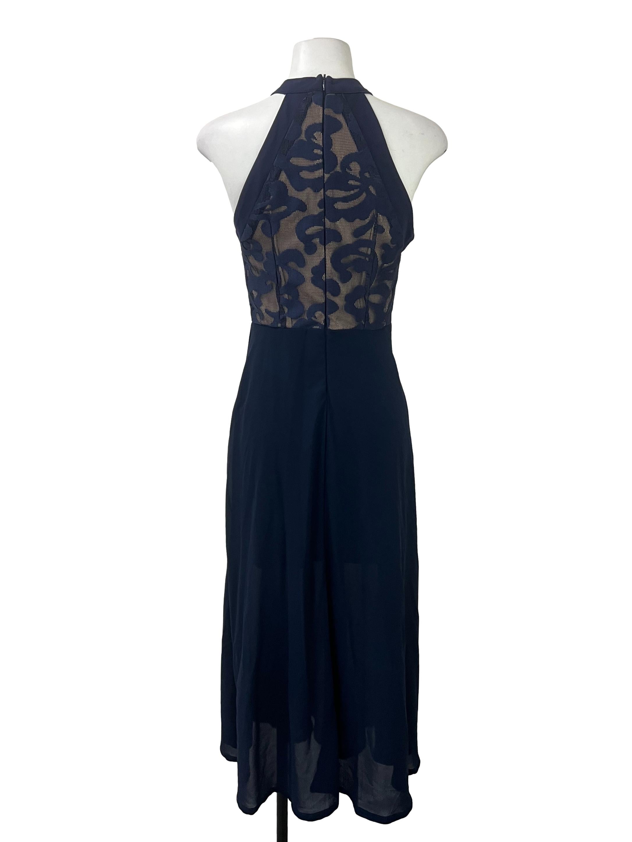 Blue Halter Laced Dress
