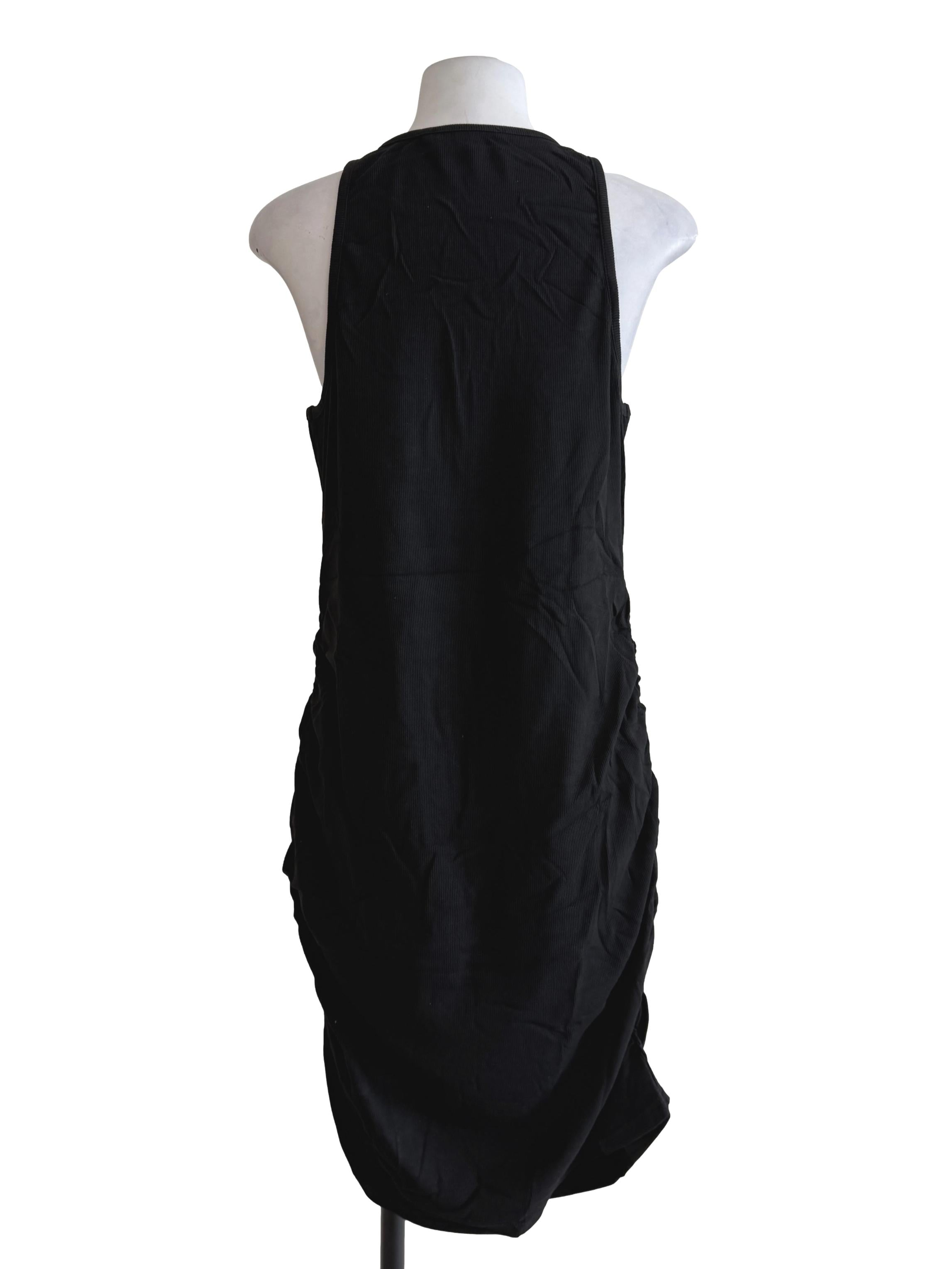 Black Aerin Asymmetrical Ruch Side Dress