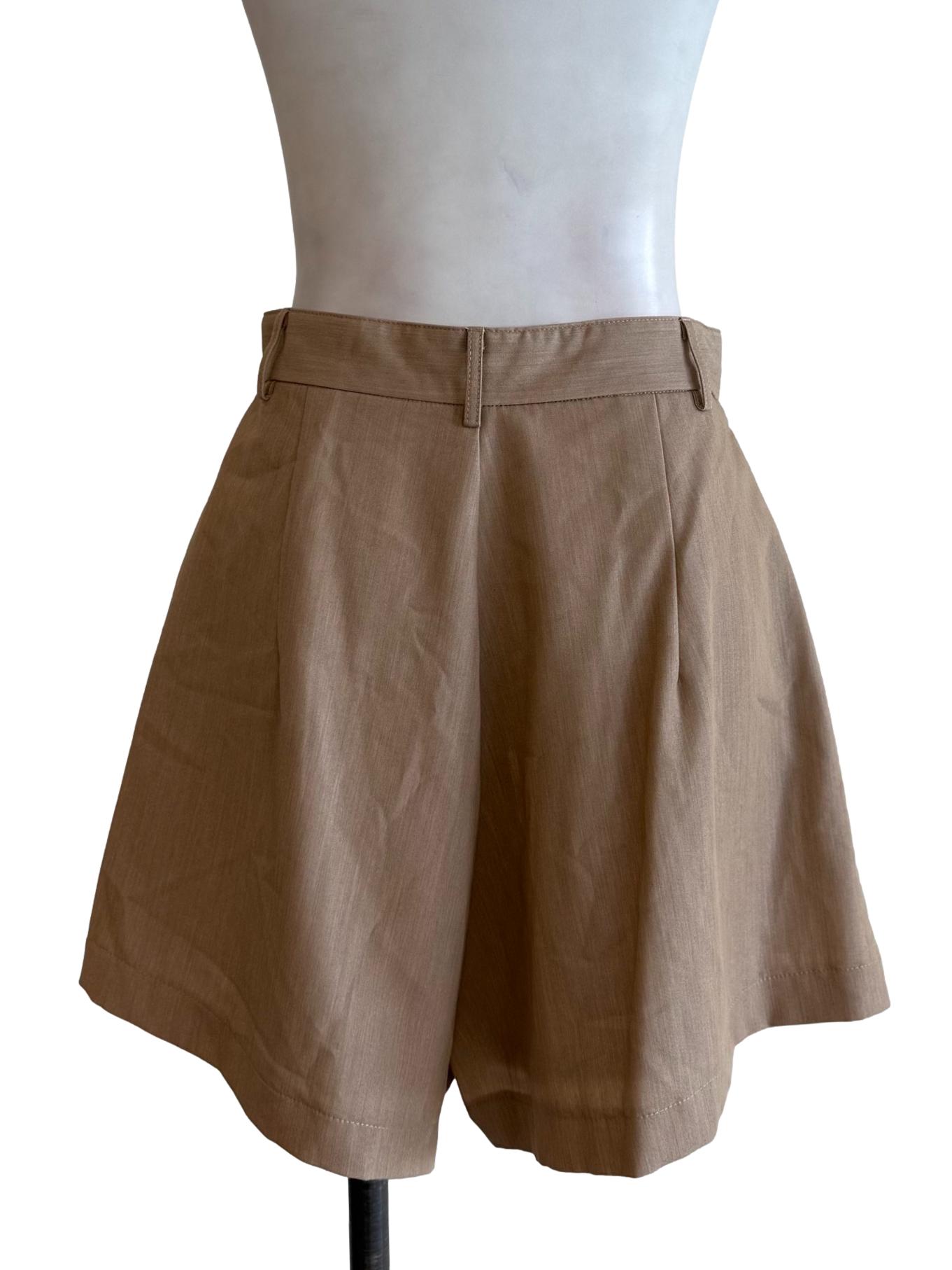 Khaki Pleated Shorts
