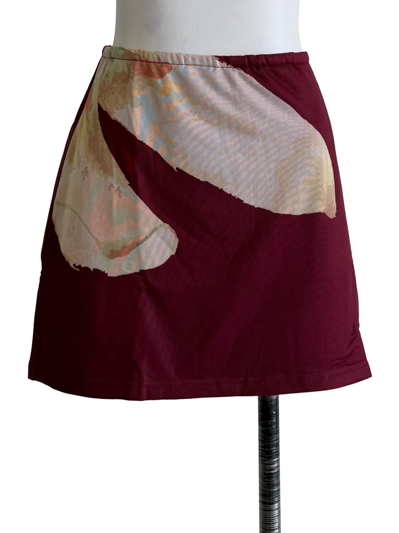 Maroon Meranda Mesh Skorts