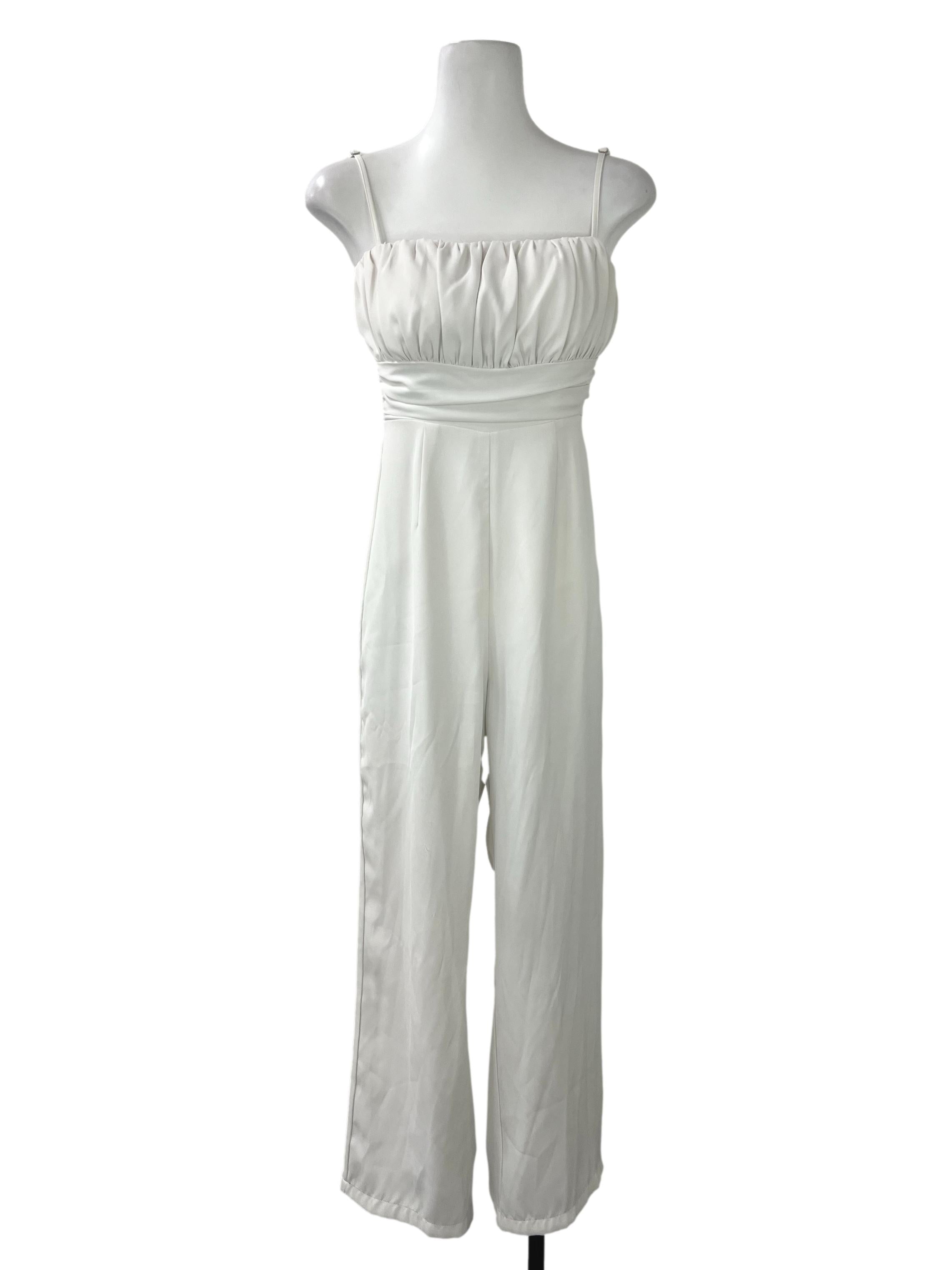White Ruched Jumpsuit