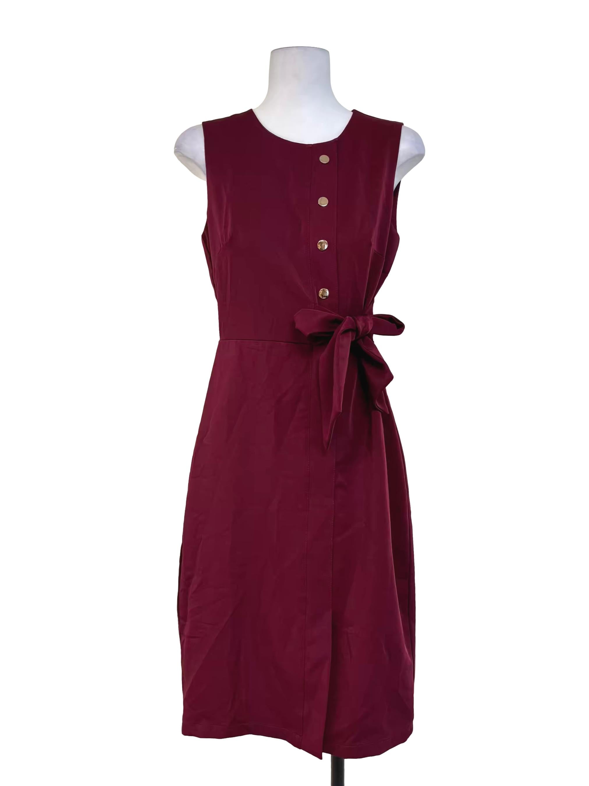 Berry Red Sleeveless Midi Dress