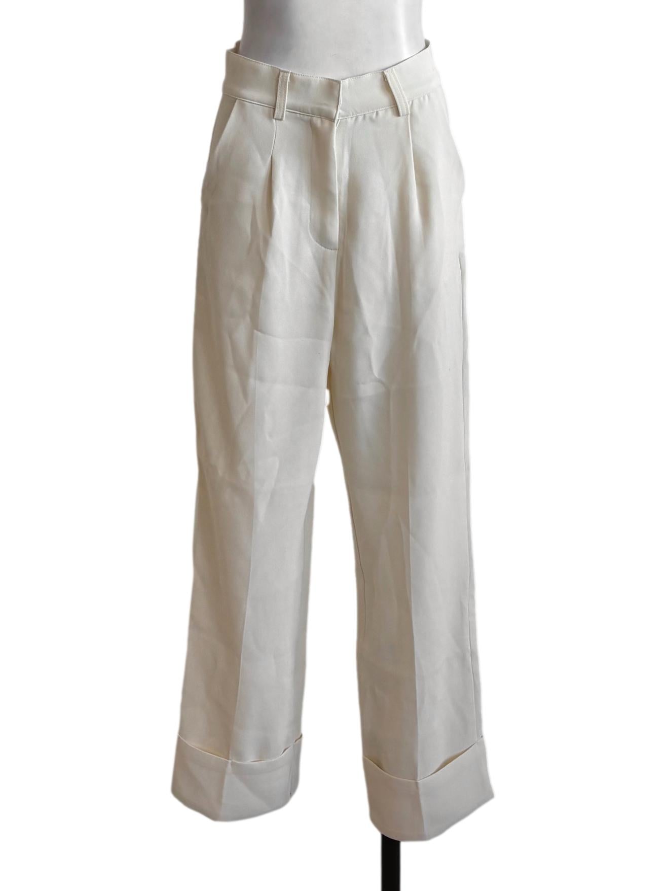 White Cuffed Dress Pants TEM