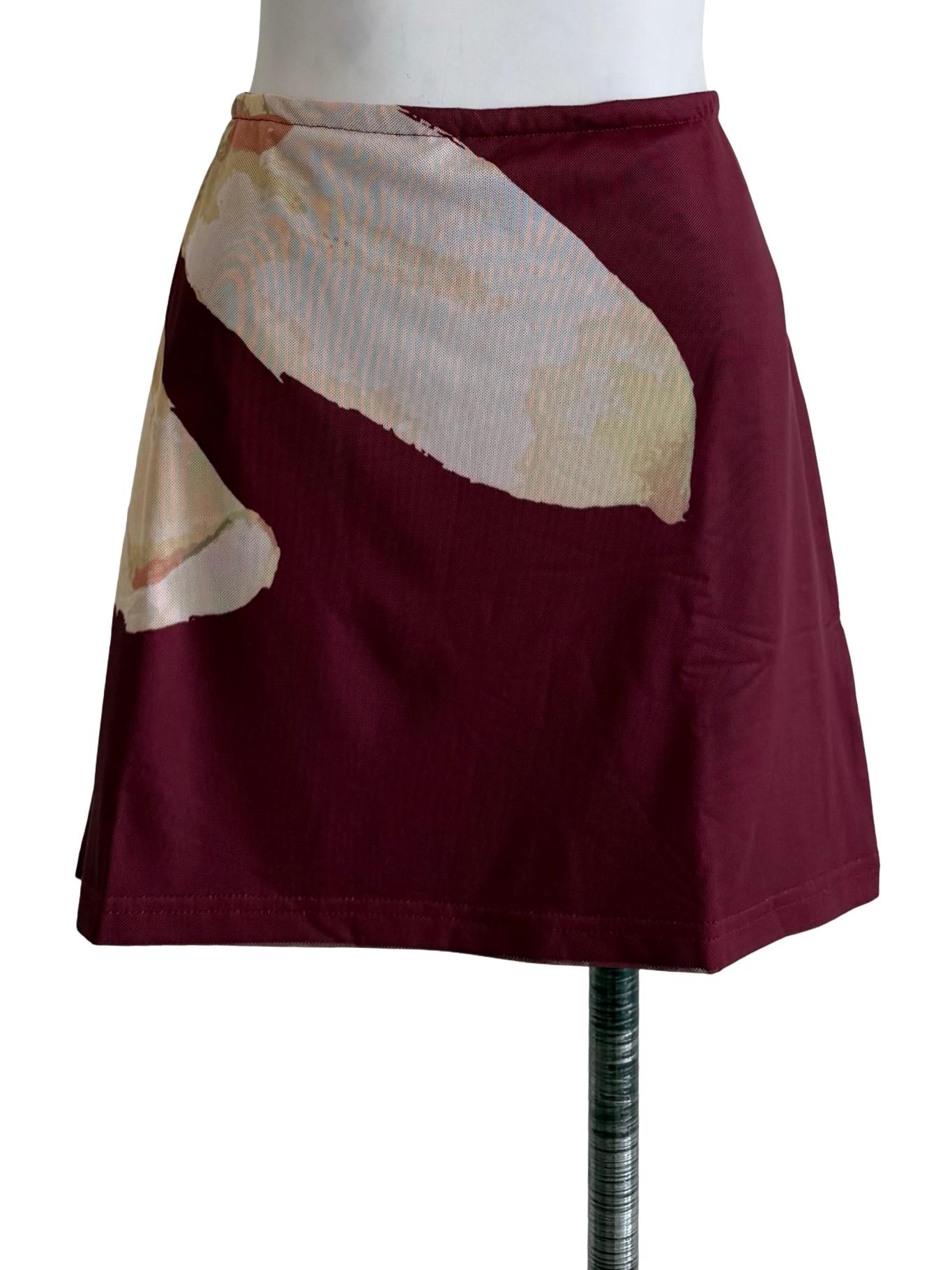 Maroon Meranda Mesh Skorts