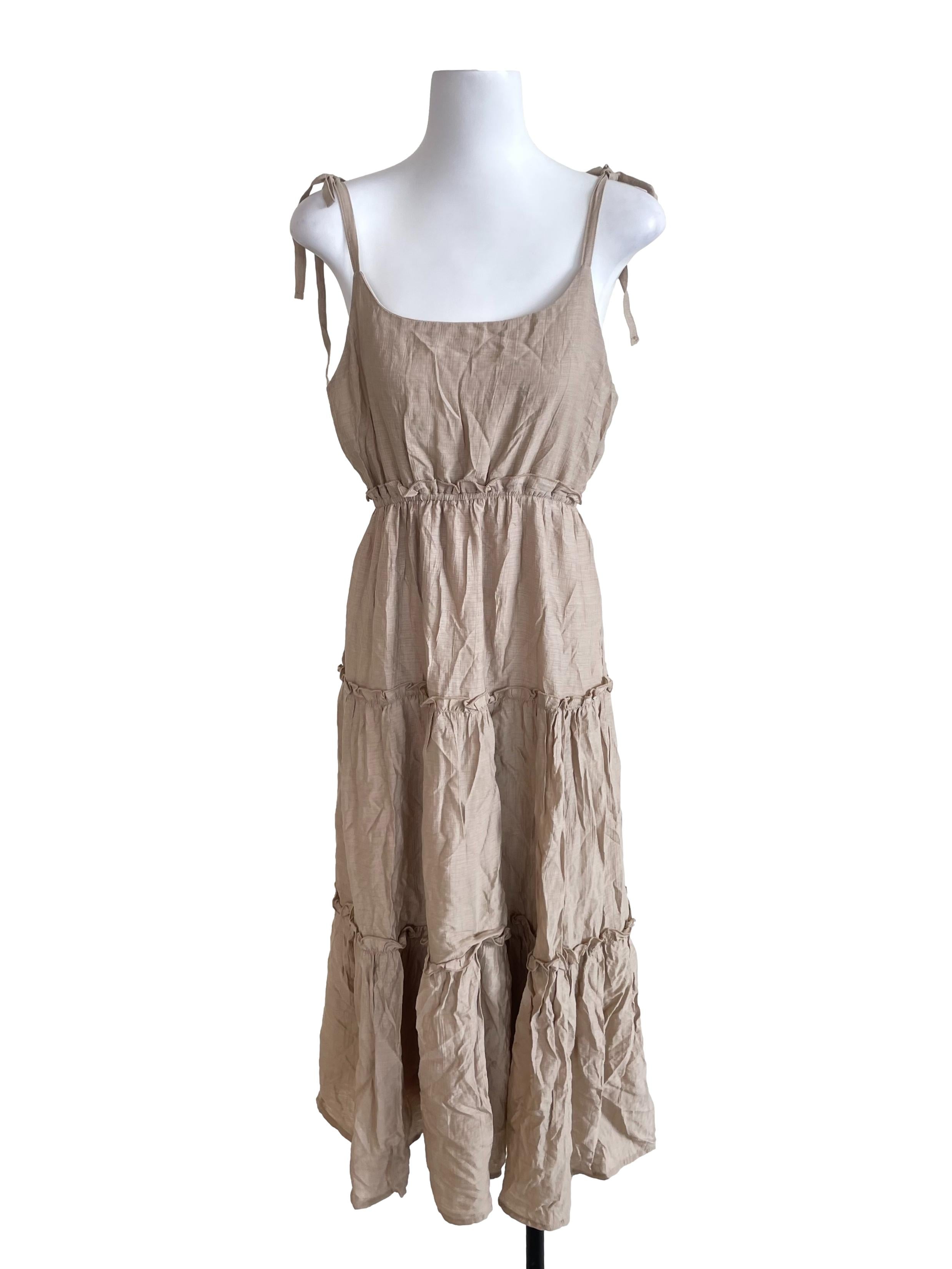 Khaki Tiered Petite Dress