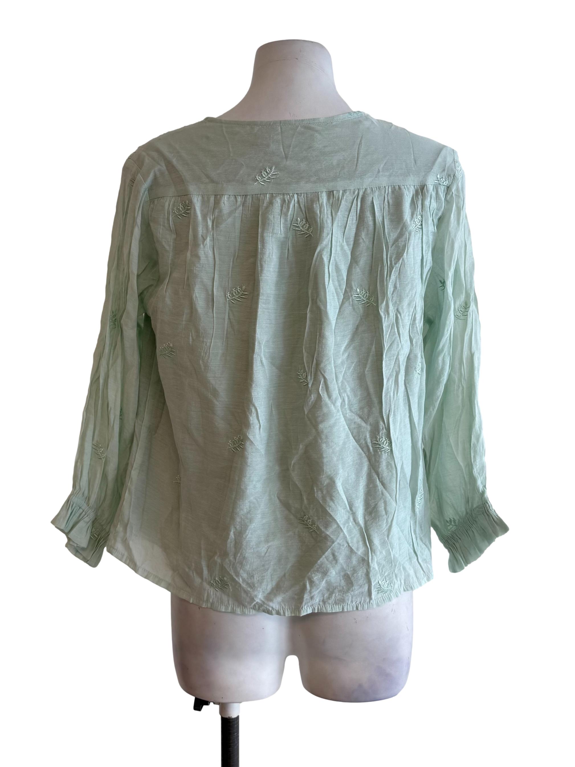 Light Green V Neck Blouse