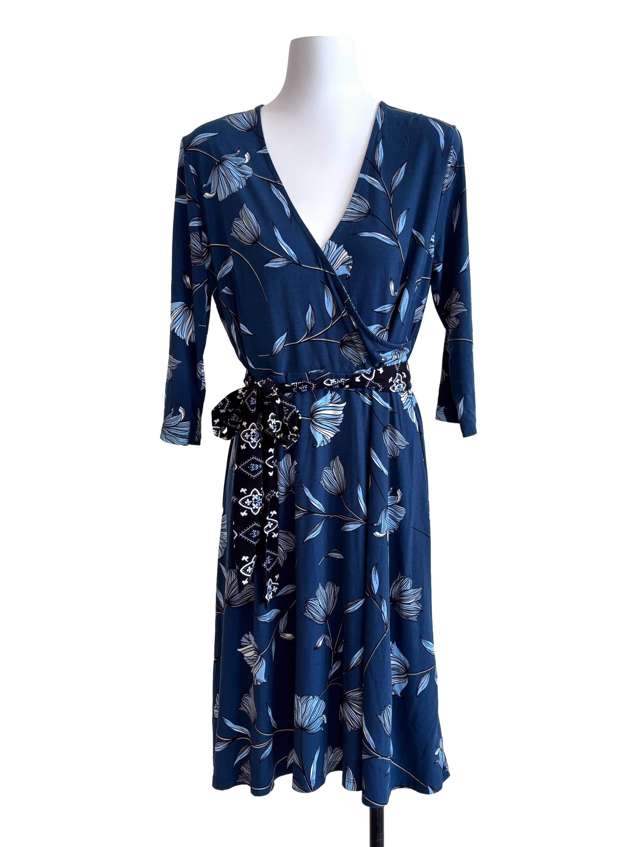 Blue Geo Border Perfect Wrap Dress Csn