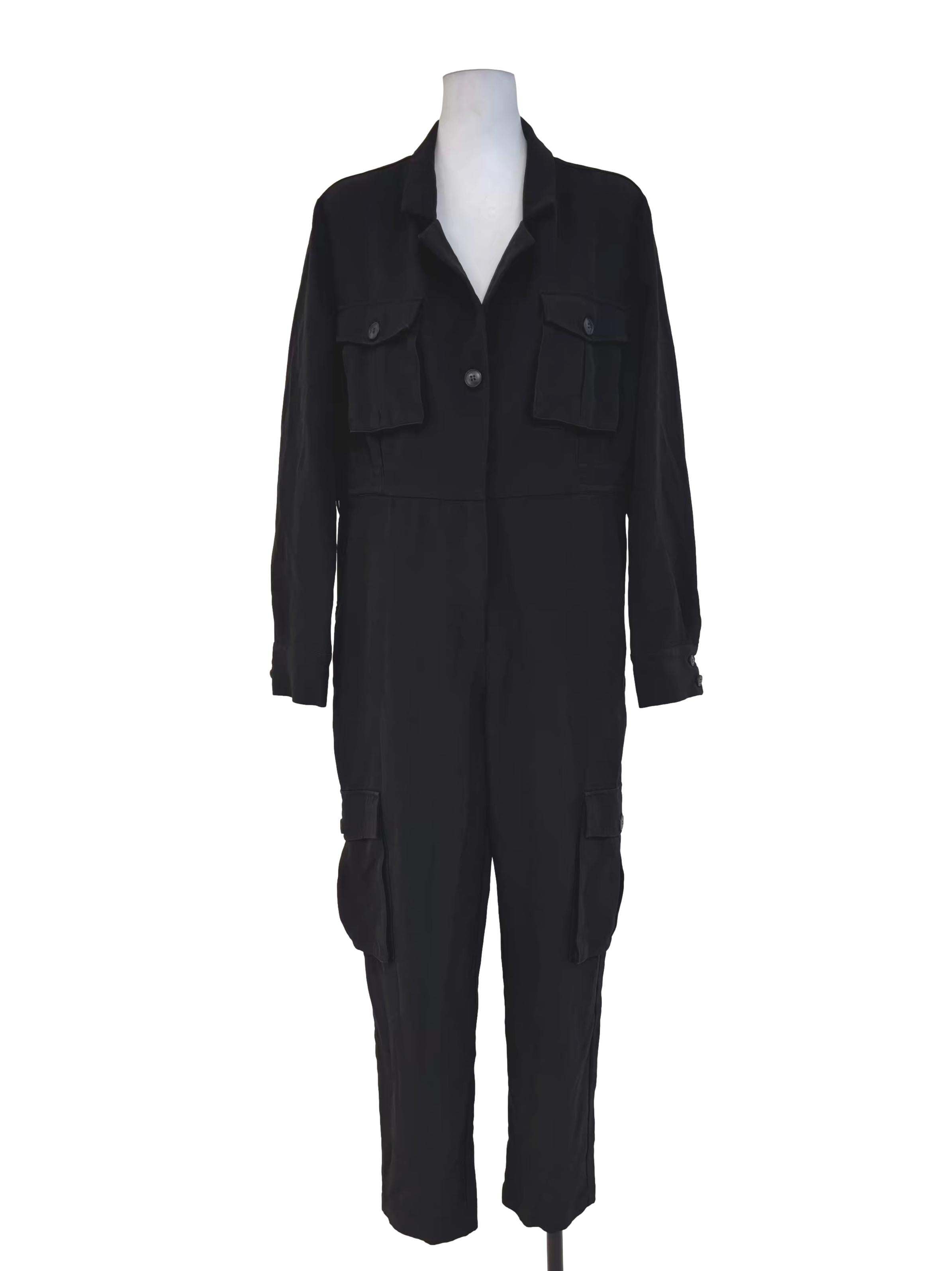 Raven Black Cargo Jumpsuit