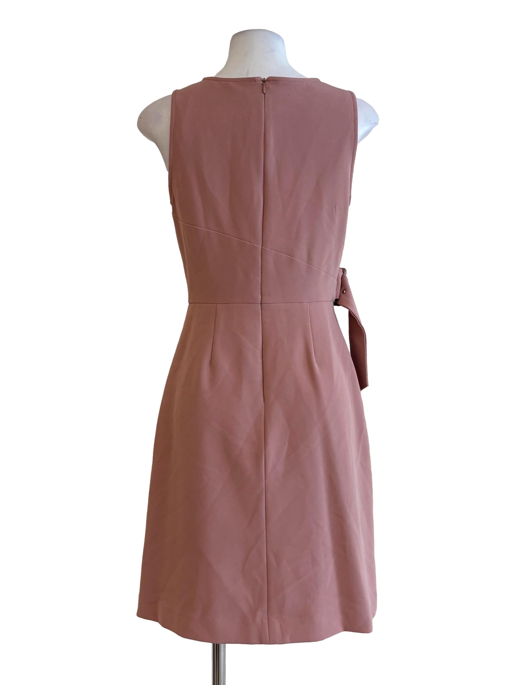 Salmon Pink Maroon Side Sleeveless A-Line Dress