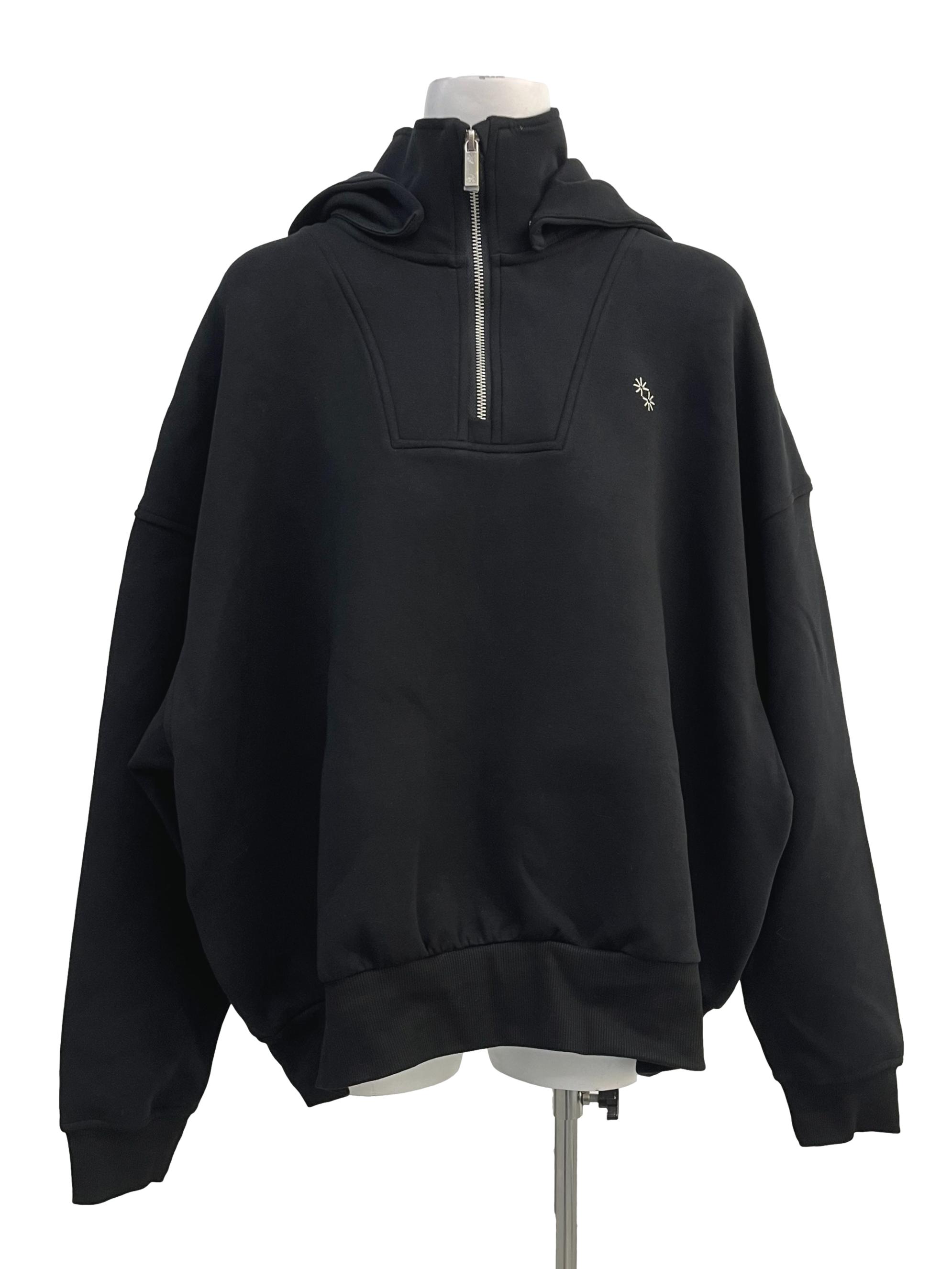 Black Grey Half-Zip Hoodie