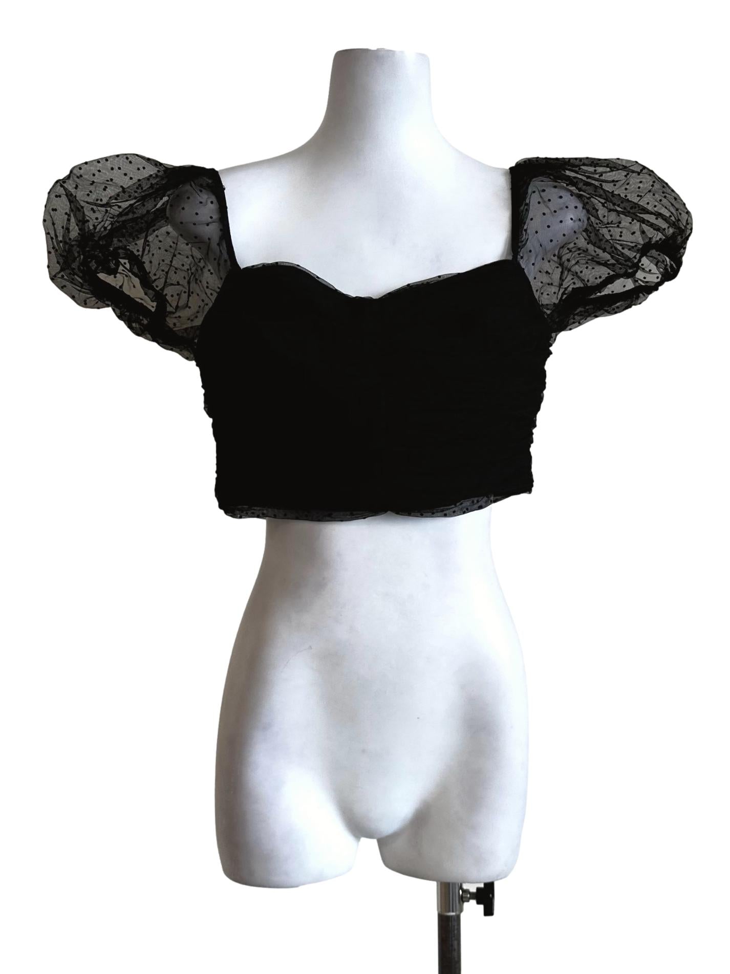 Black Polka Dots Crop Top