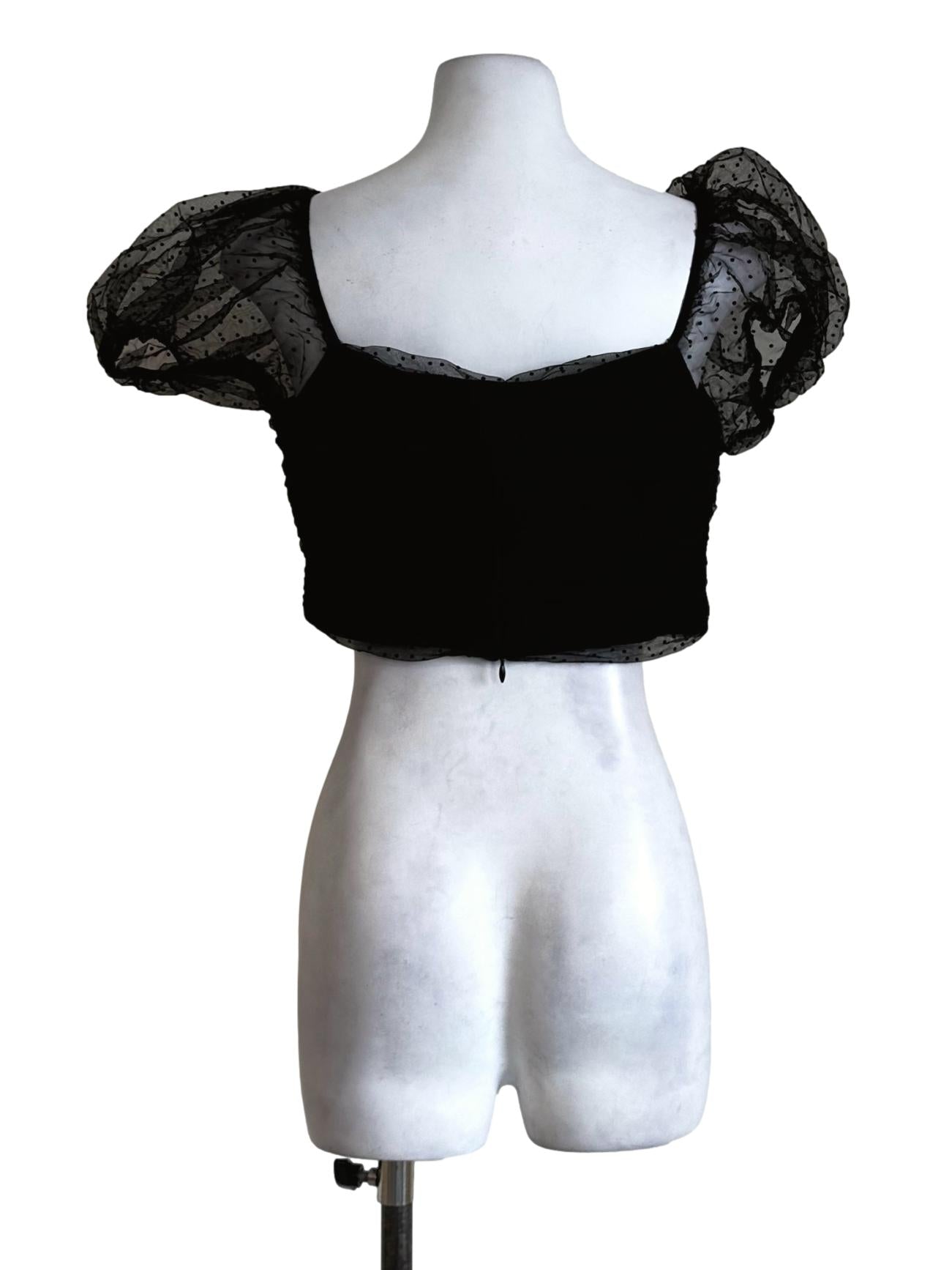 Black Polka Dots Crop Top