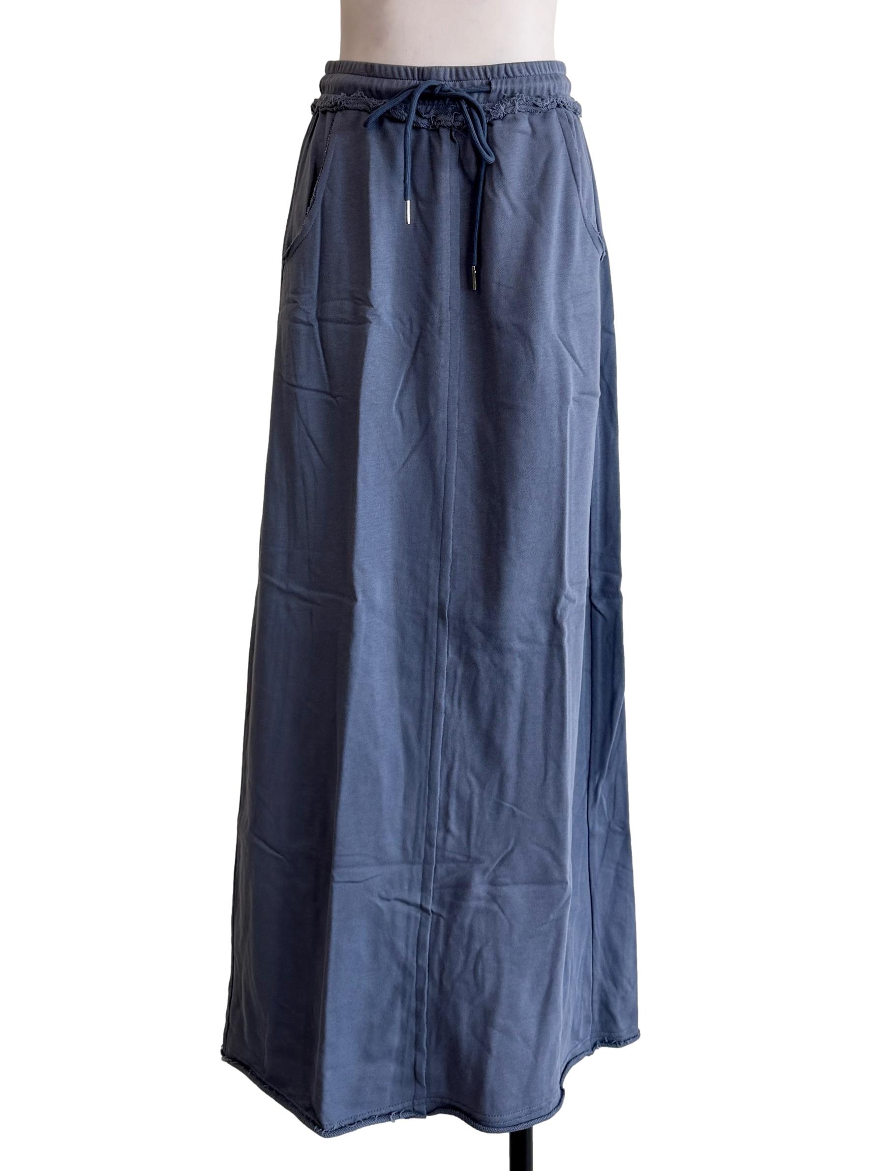 Blue Keith Raw Hem Jersey Skirt