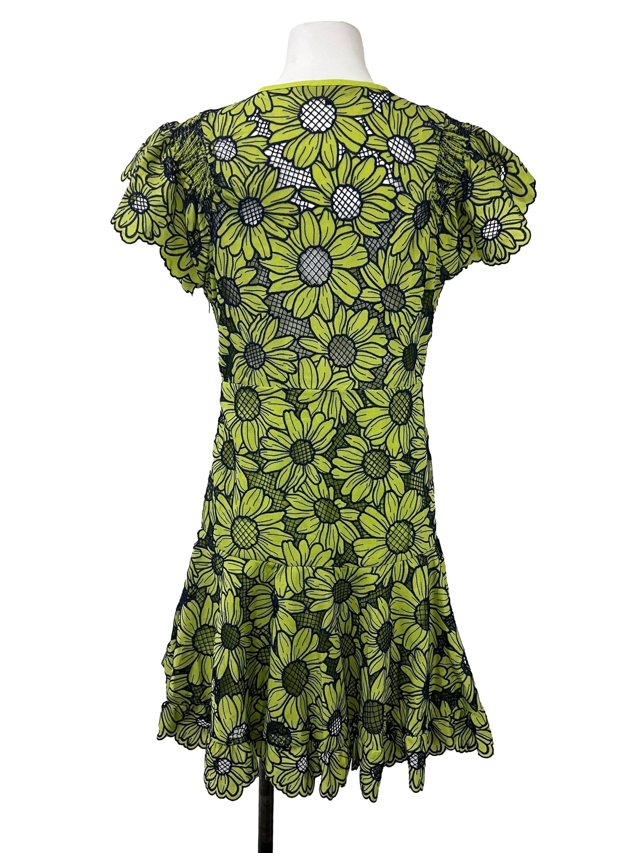 Pear Green Blue Floral Dress