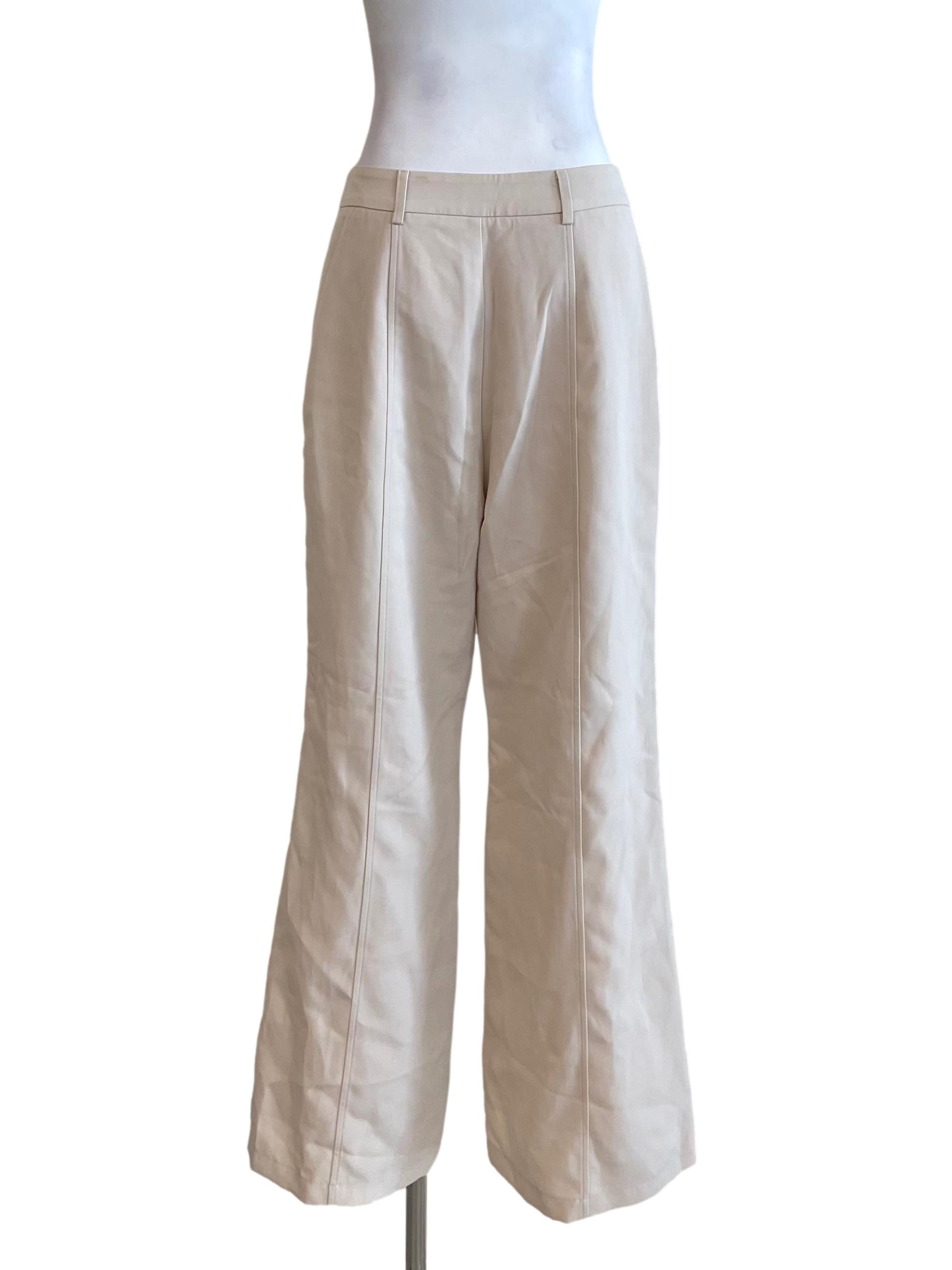Ivory Panelled Straight Pants