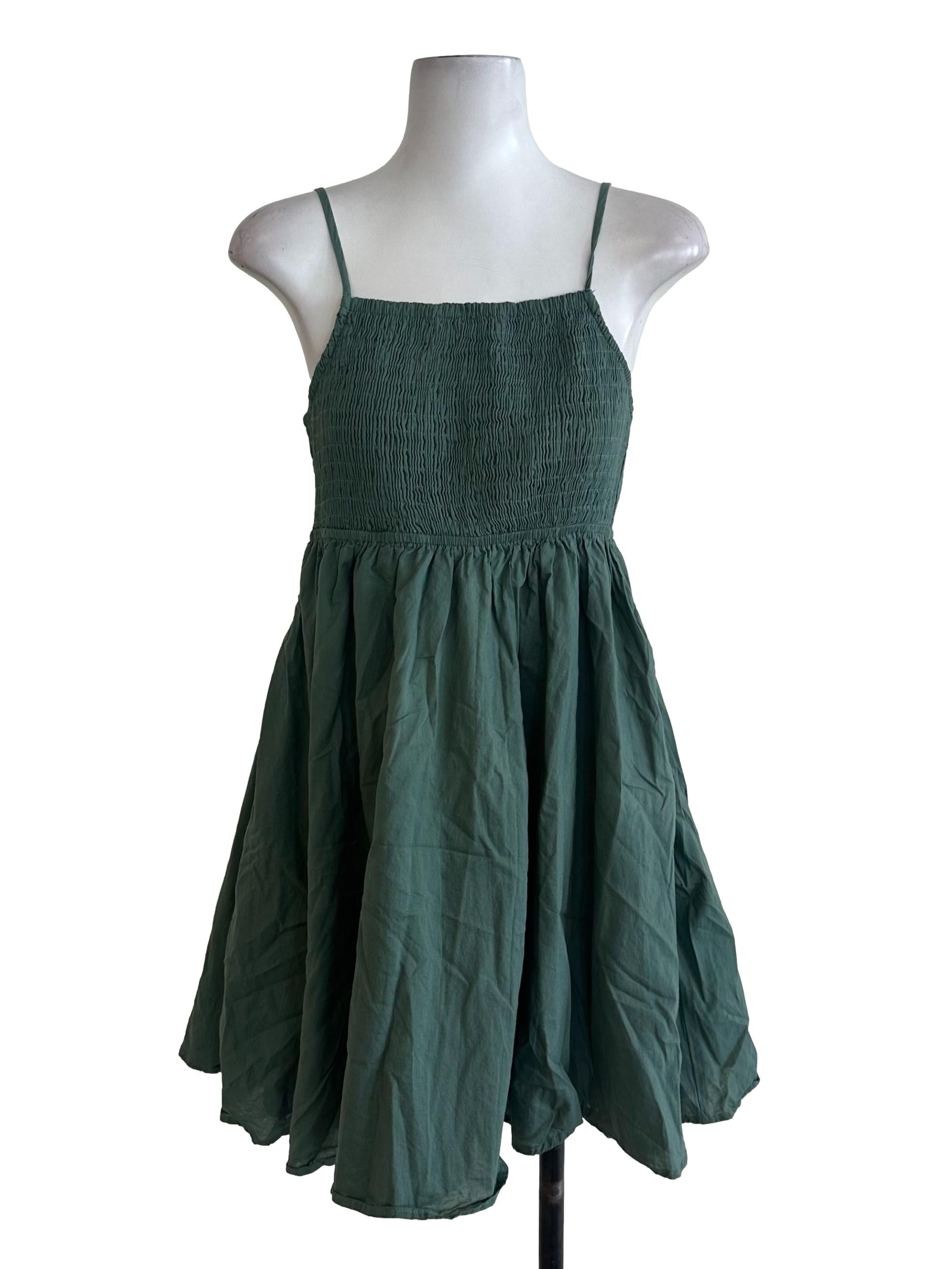 Pine Green Plain Dress
