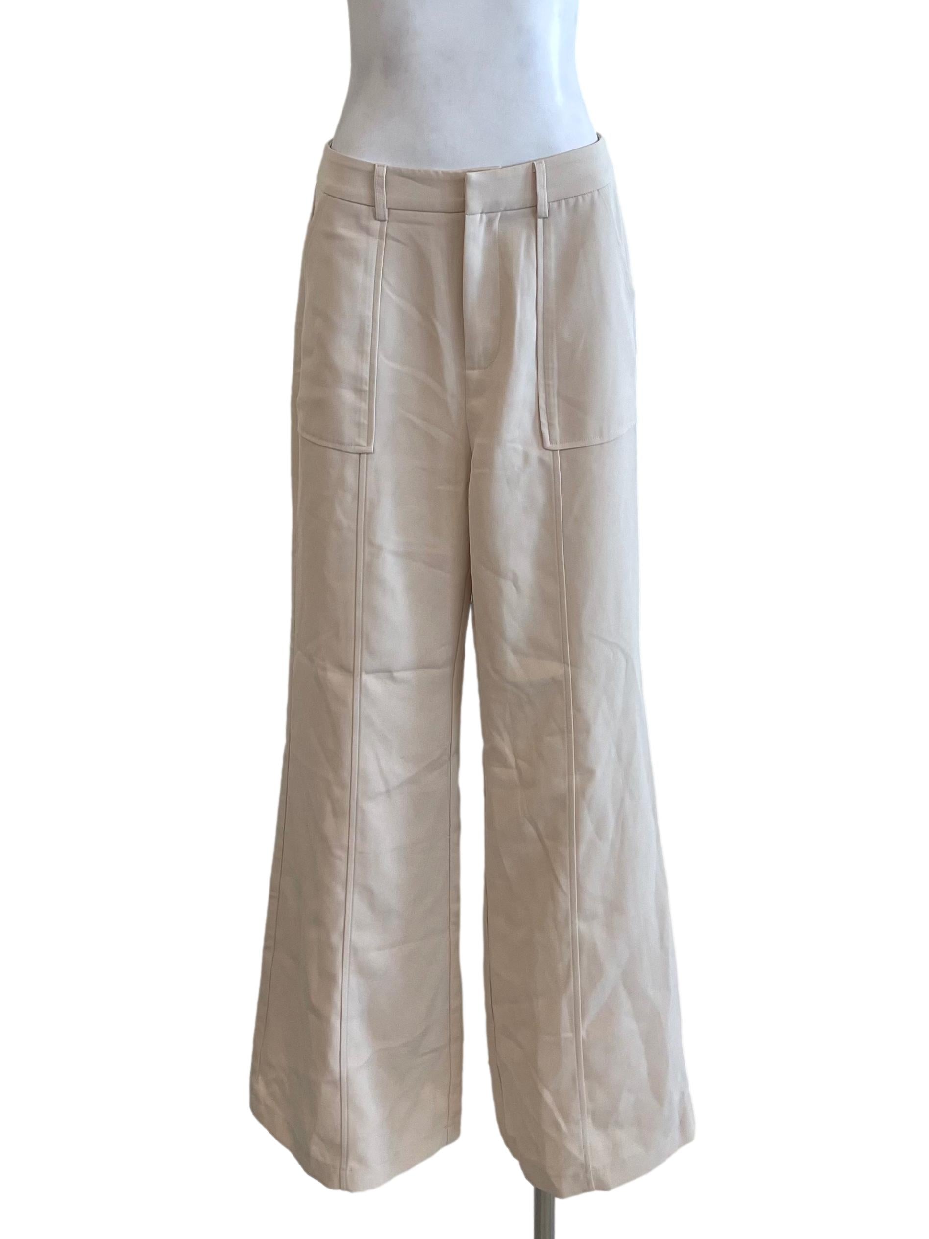 Ivory Panelled Straight Pants