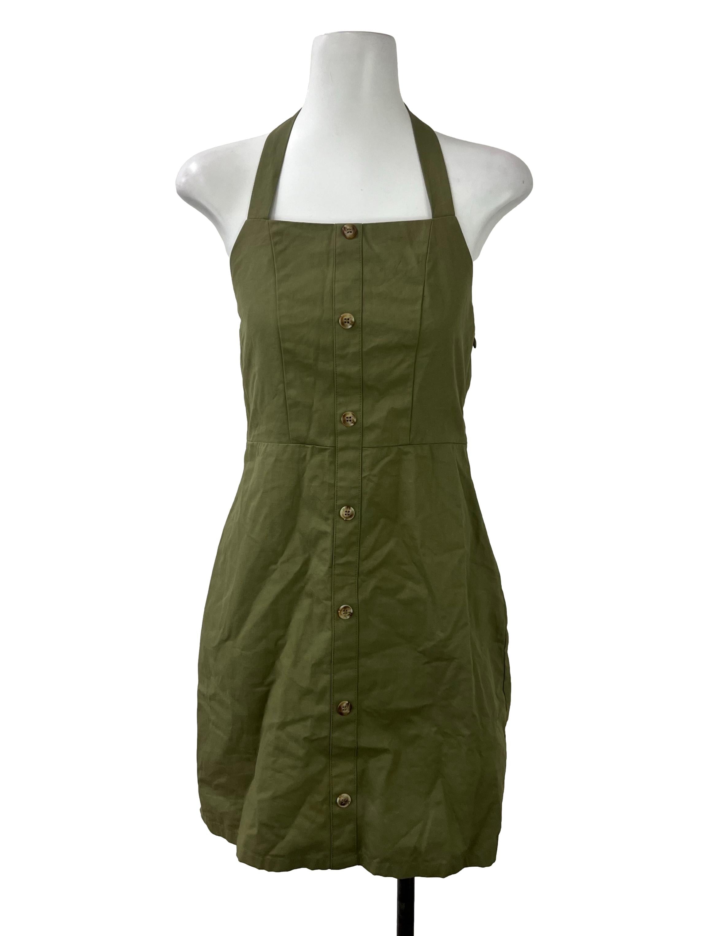 Khaki Green Apron Dress