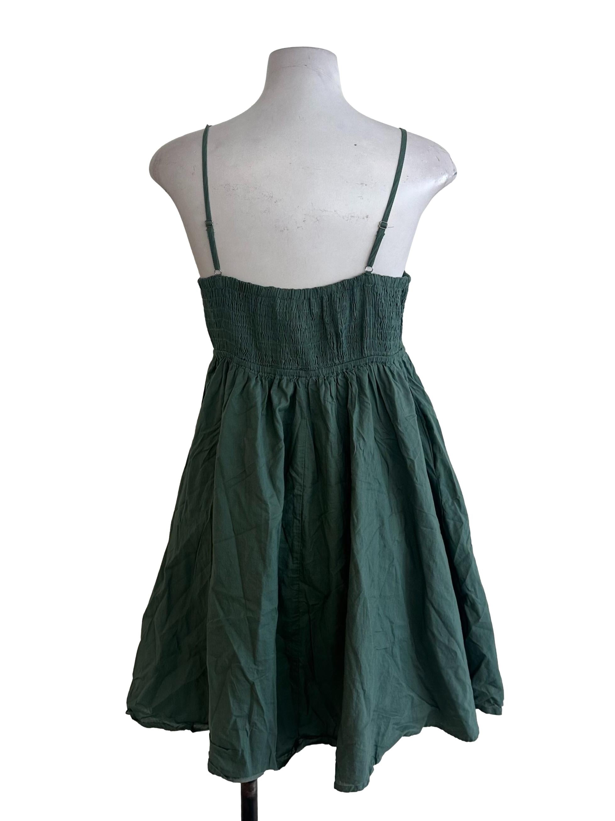 Pine Green Plain Dress