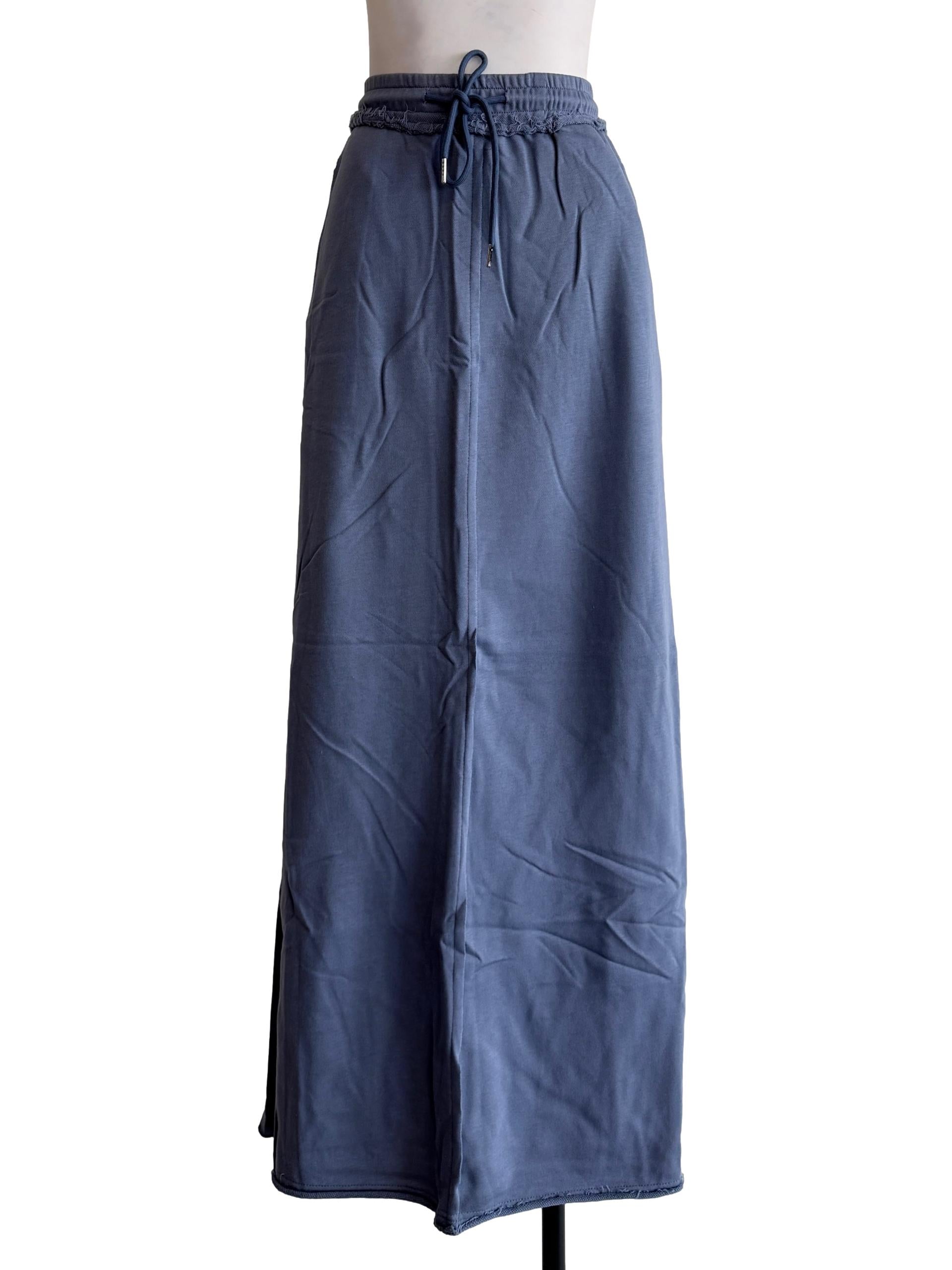 Blue Keith Raw Hem Jersey Skirt
