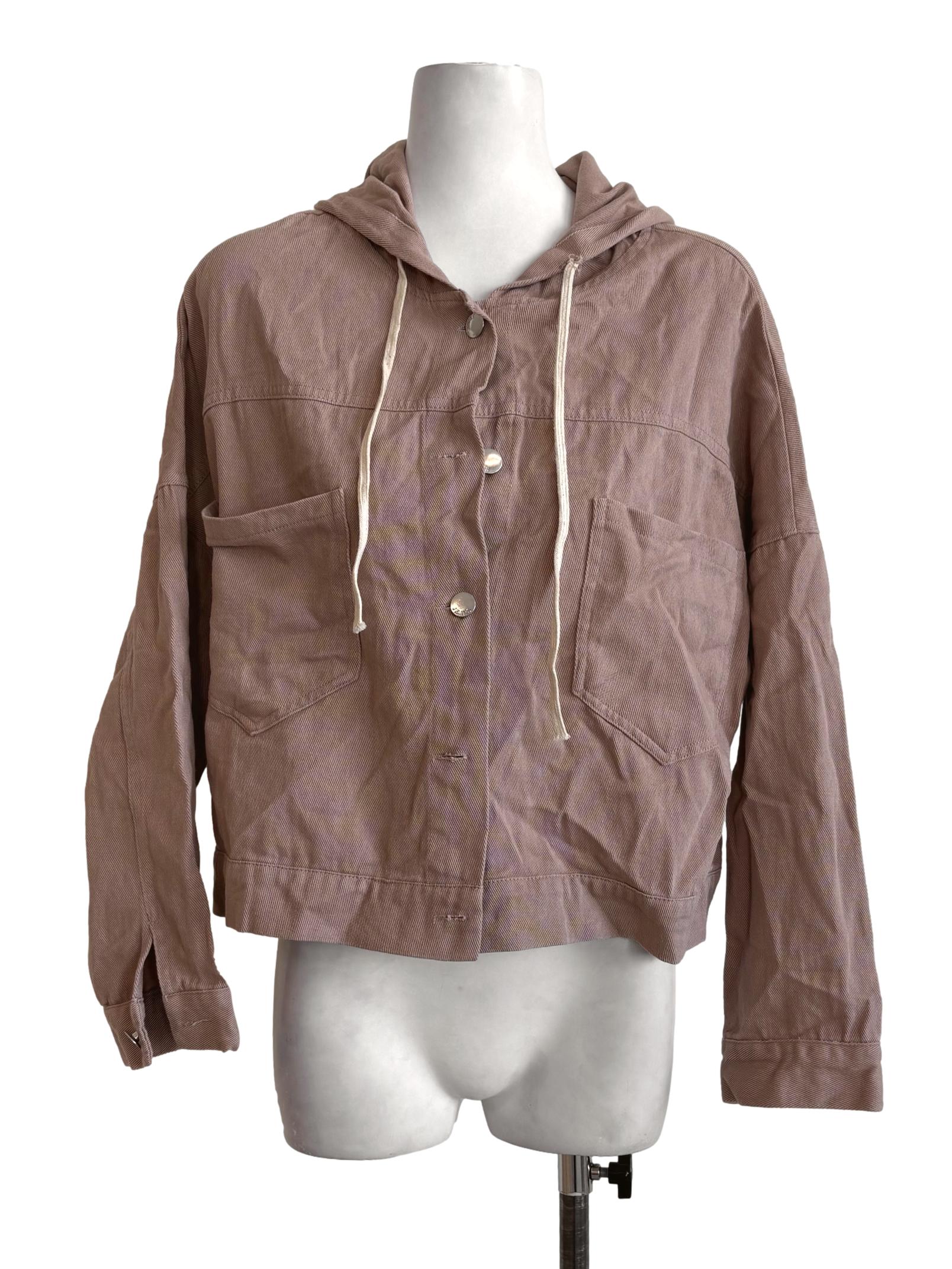 Light Mauve Denim Hooded Jacket