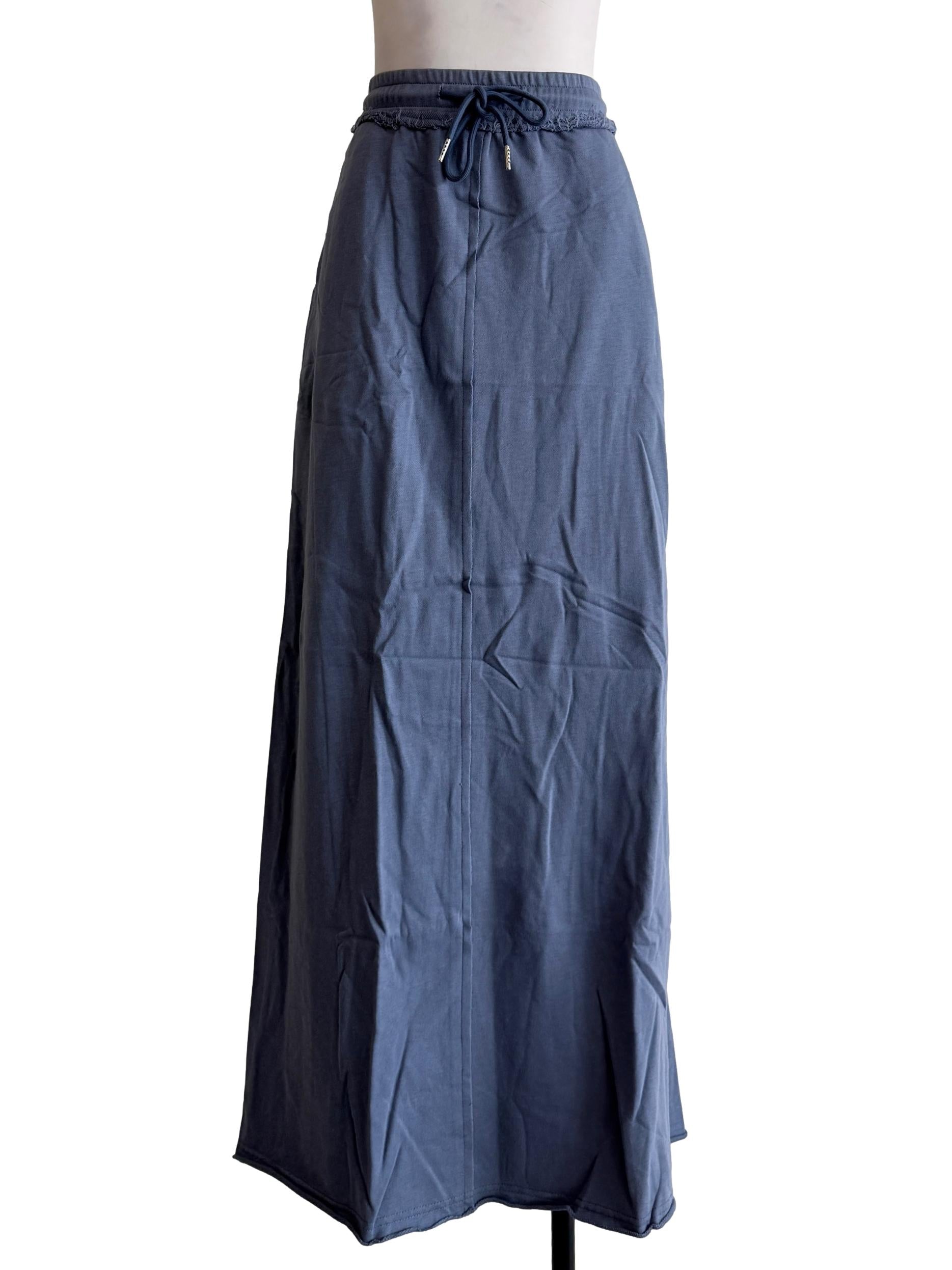 Blue Keith Raw Hem Jersey Skirt