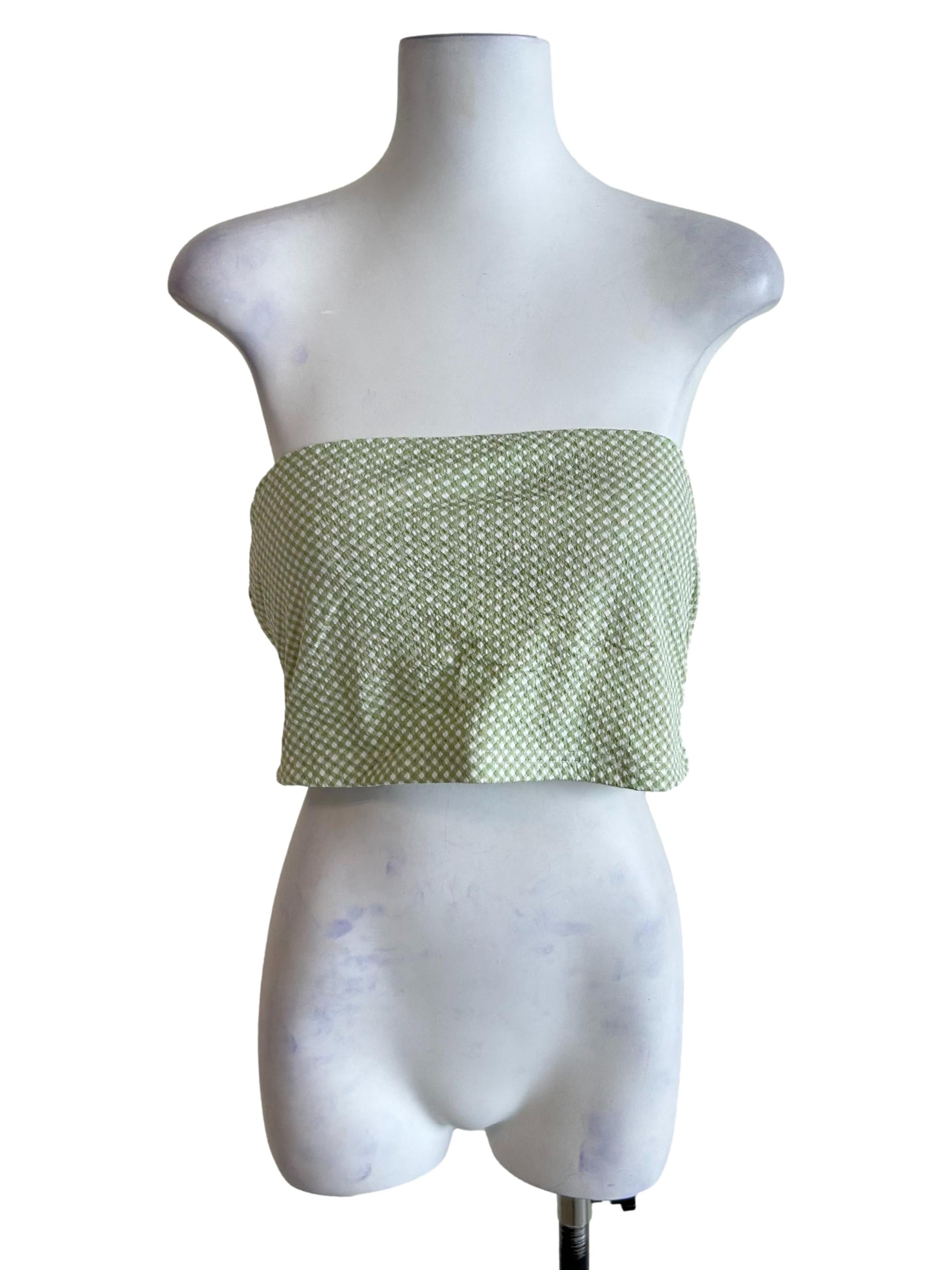 Green Print Kendie Basic Tube Padded Top