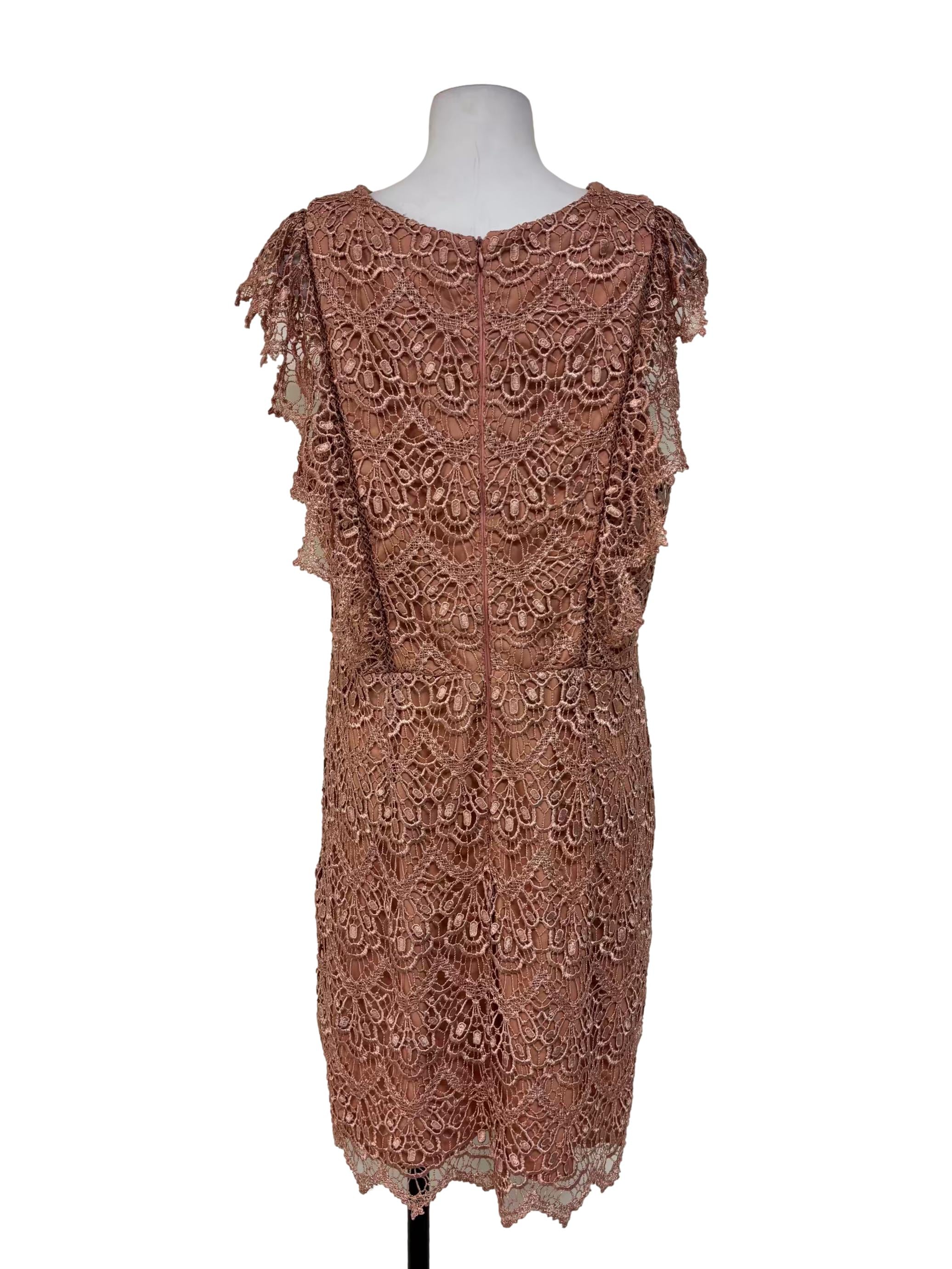 Peach Pink Sleeveless Lace Dress