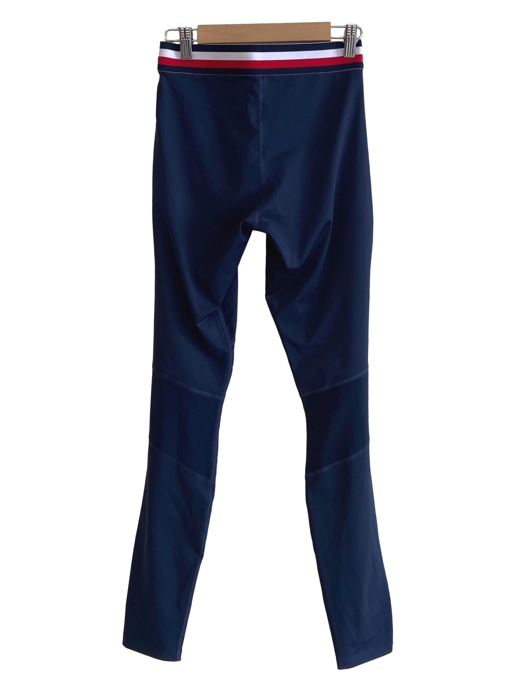 Navy Blue & Red Waist Stripe Tights